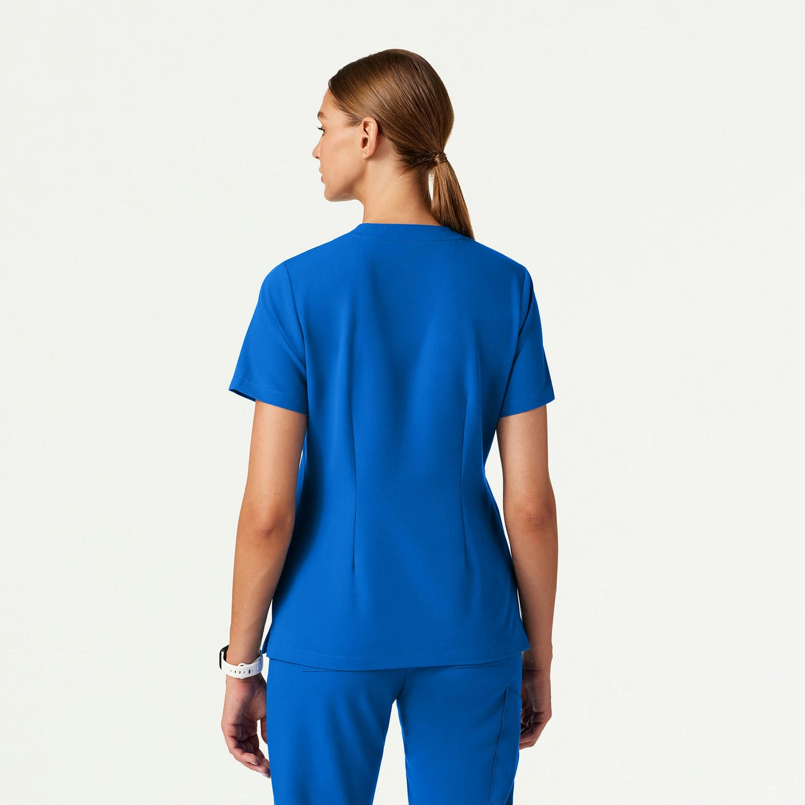 Helia Slim Notched V-Neck Scrub Top - Royal Blue - WOMEN'S TOPS - Jaanuu