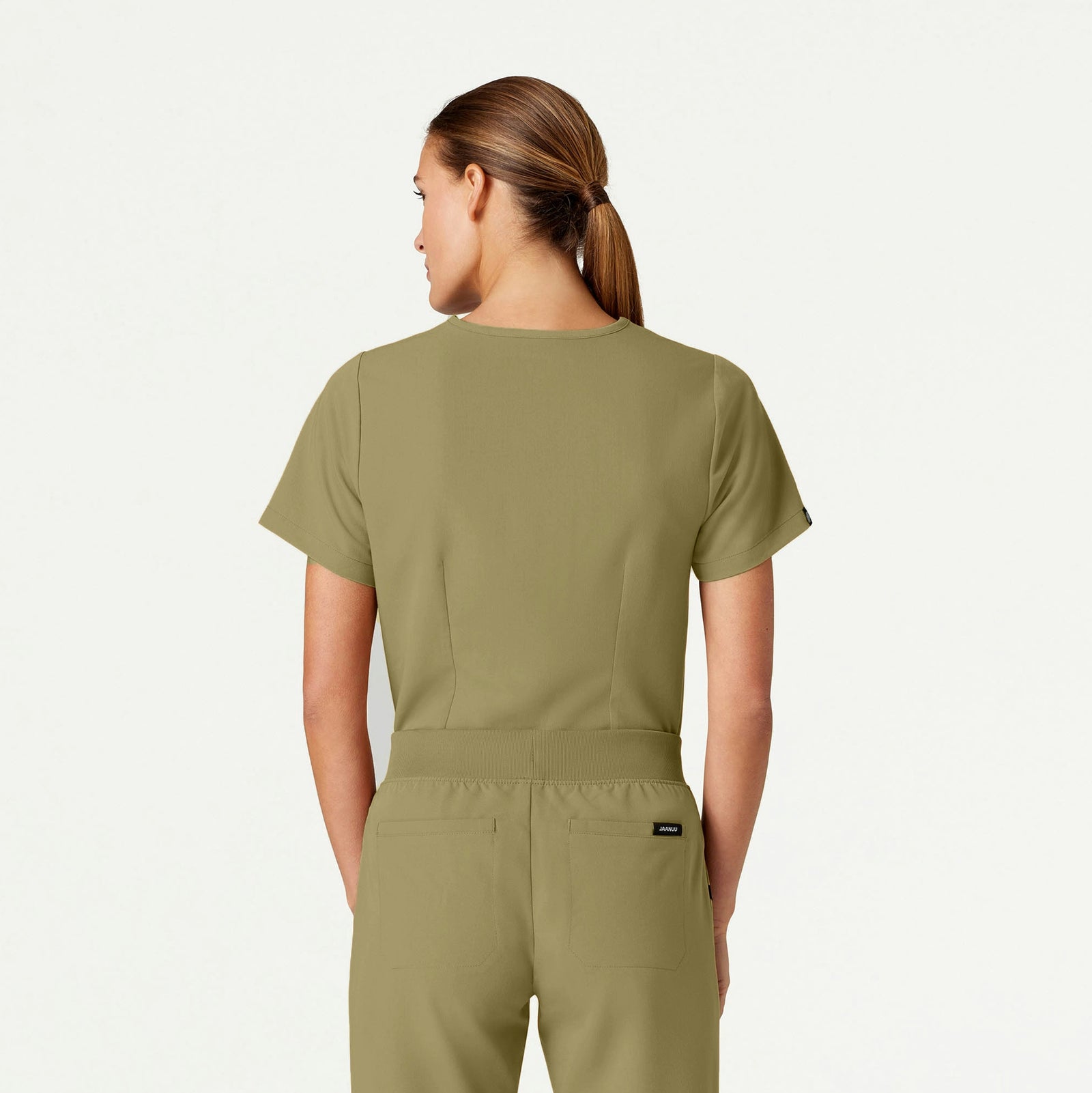 Rhena Essential 1-Pocket Scrub Top - Ceramic Khaki - WOMEN'S TOPS - Jaanuu