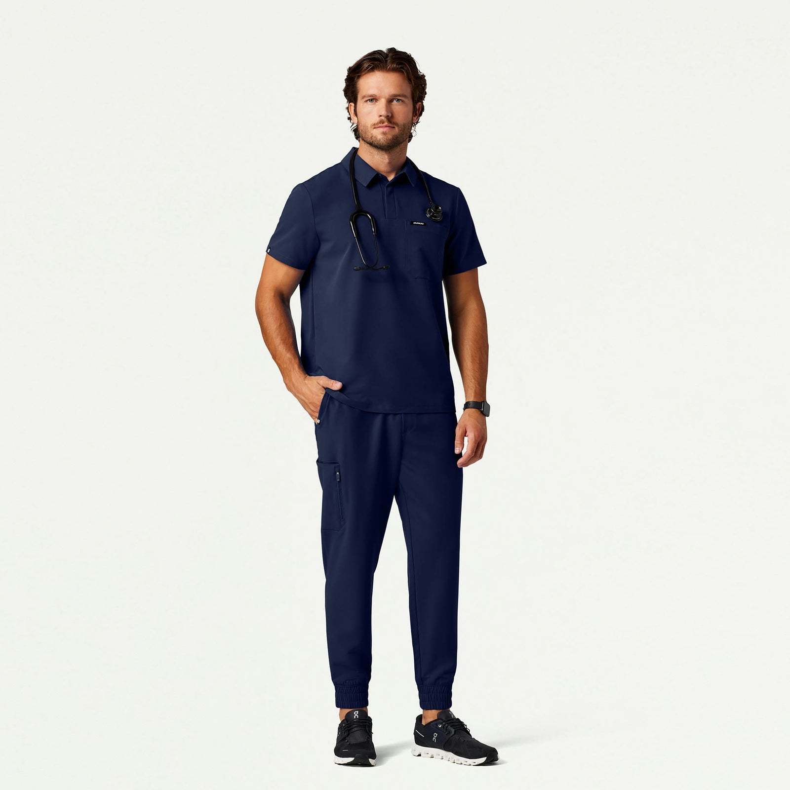 Axis Polo Scrub Top - Midnight Navy - MEN'S TOPS - Jaanuu