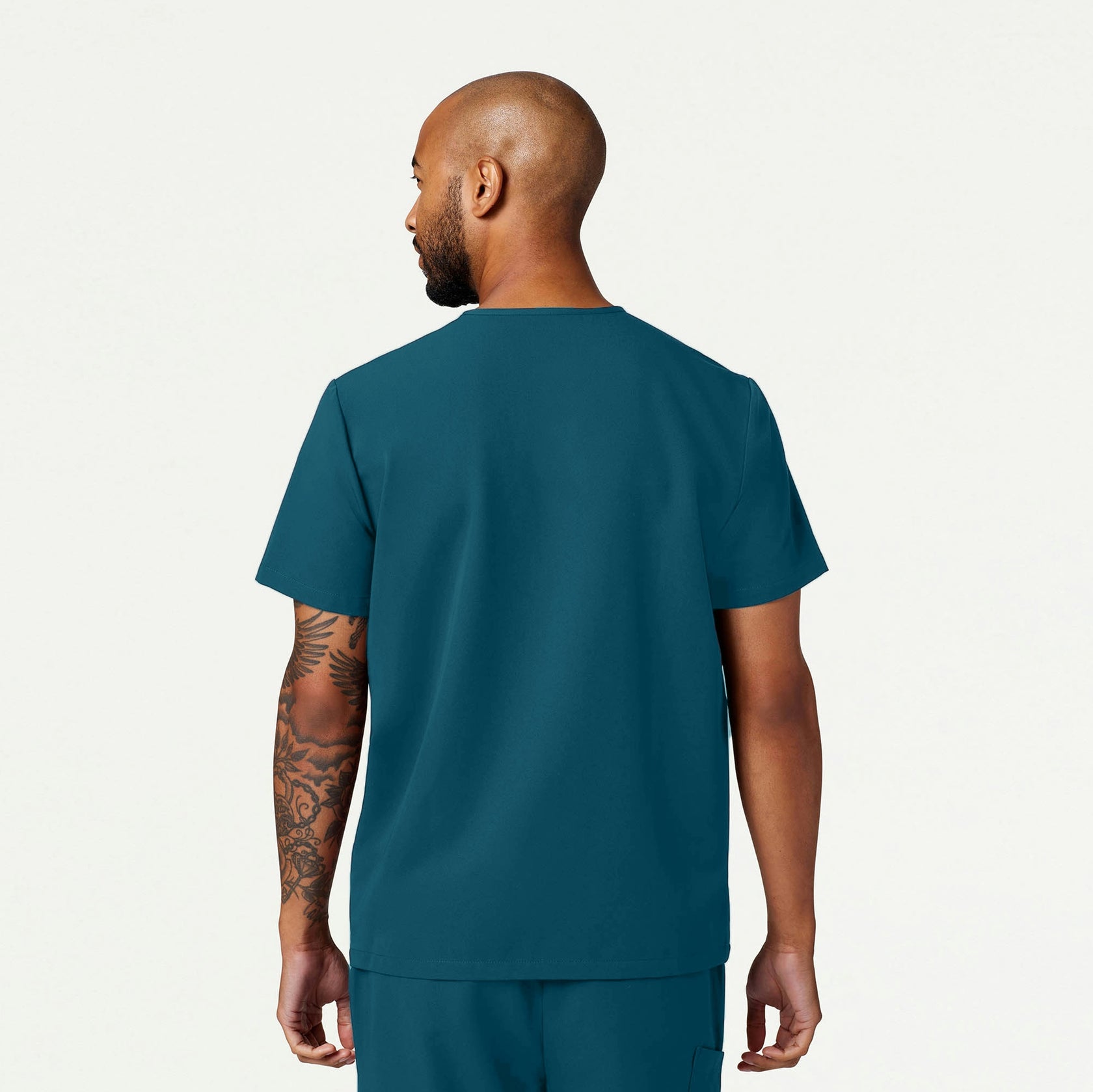 Romin 1-Pocket Scrub Top - Caribbean Blue - MEN'S TOPS - Jaanuu