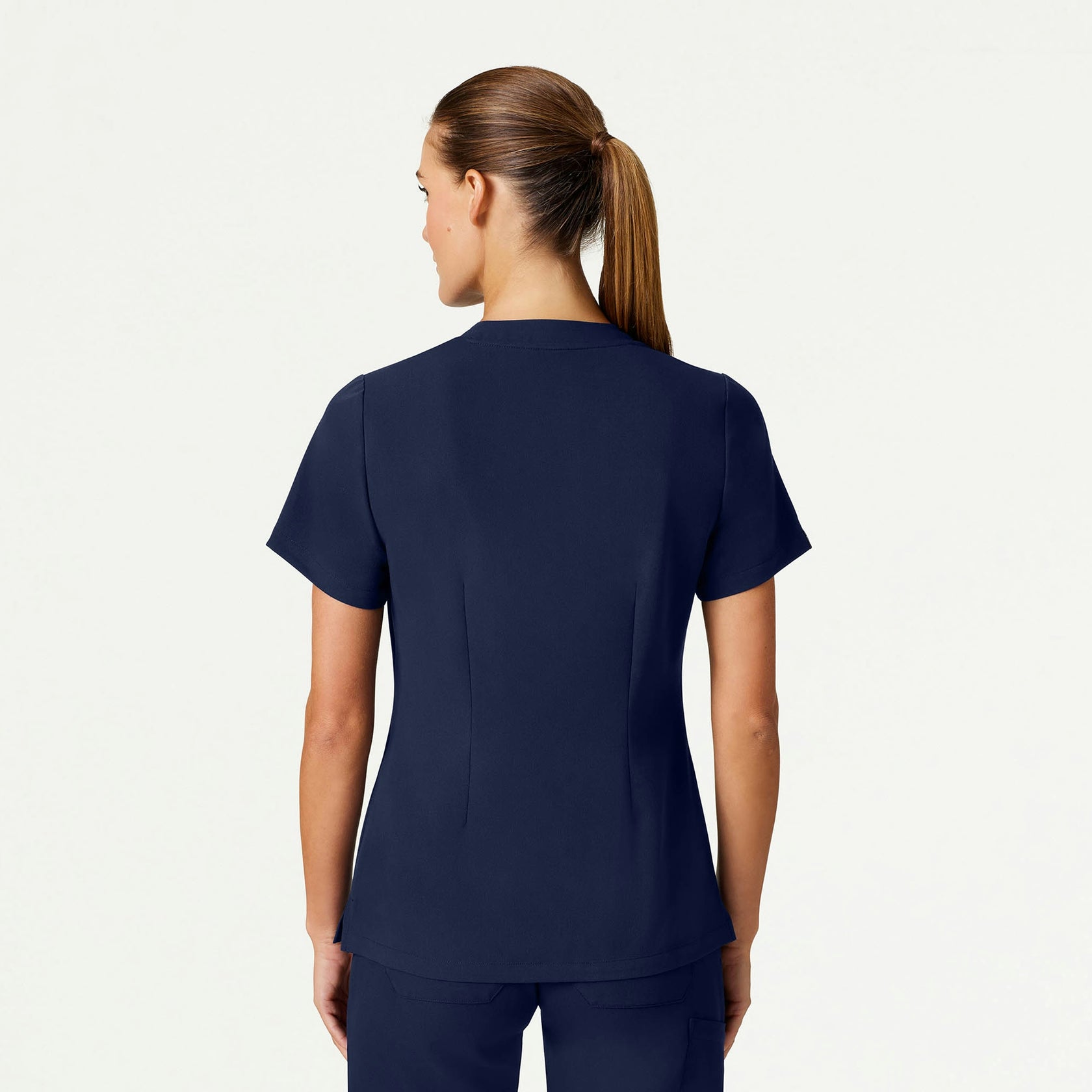 Helia Slim Notched V-Neck Scrub Top - Midnight Navy - WOMEN'S TOPS - Jaanuu