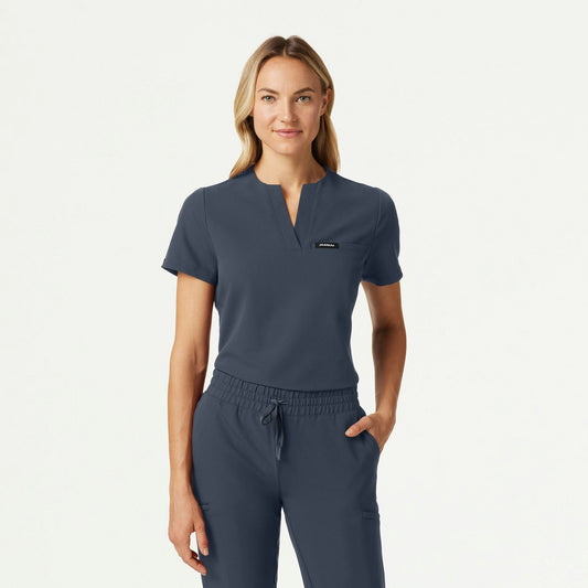 Andra Slim 1-Pocket Scrub Top - Carbon Gray - WOMEN'S TOPS - Jaanuu