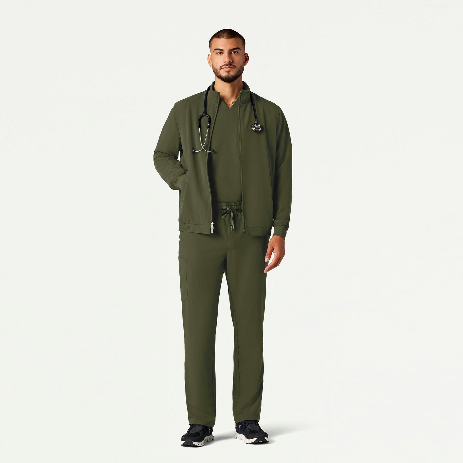 Wolfe Everyday 6-Pocket Scrub Jacket - Olive - MEN'S JACKETS - Jaanuu