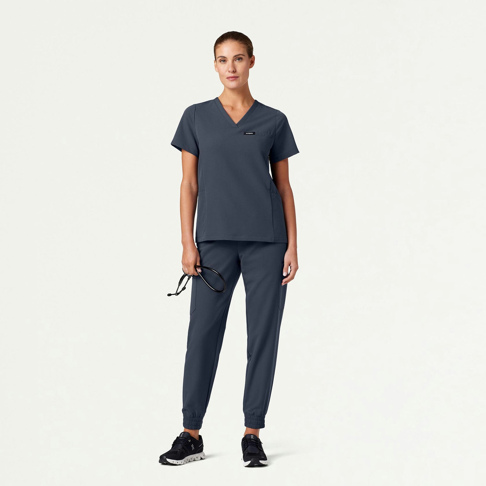 Magna 3-Pocket Scrub Top - Carbon Gray - WOMEN'S TOPS - Jaanuu