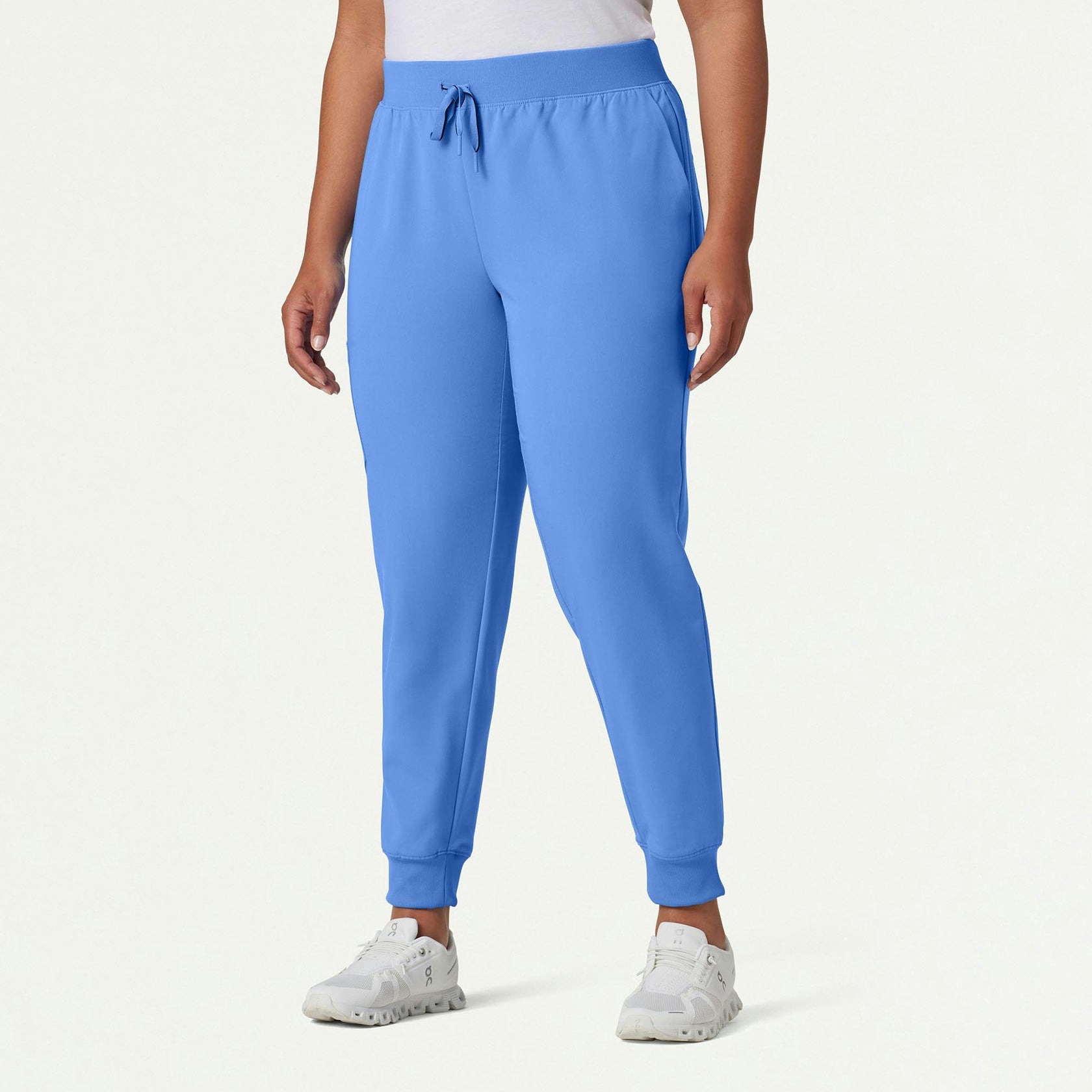 Silex Slim Knit-Waist Scrub Jogger - Ceil Blue - WOMEN'S PANTS - Jaanuu