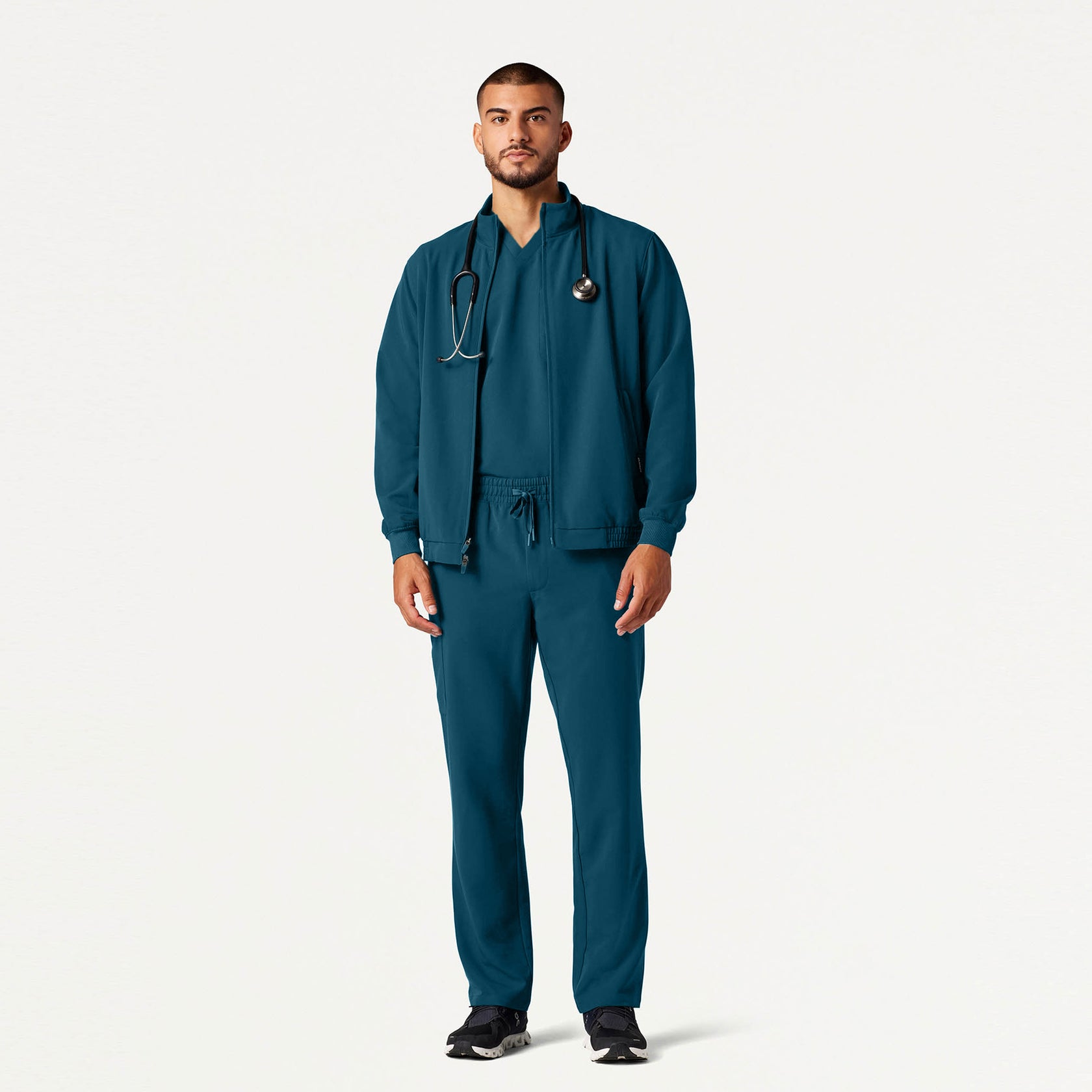 Wolfe Everyday 6-Pocket Scrub Jacket - Caribbean Blue