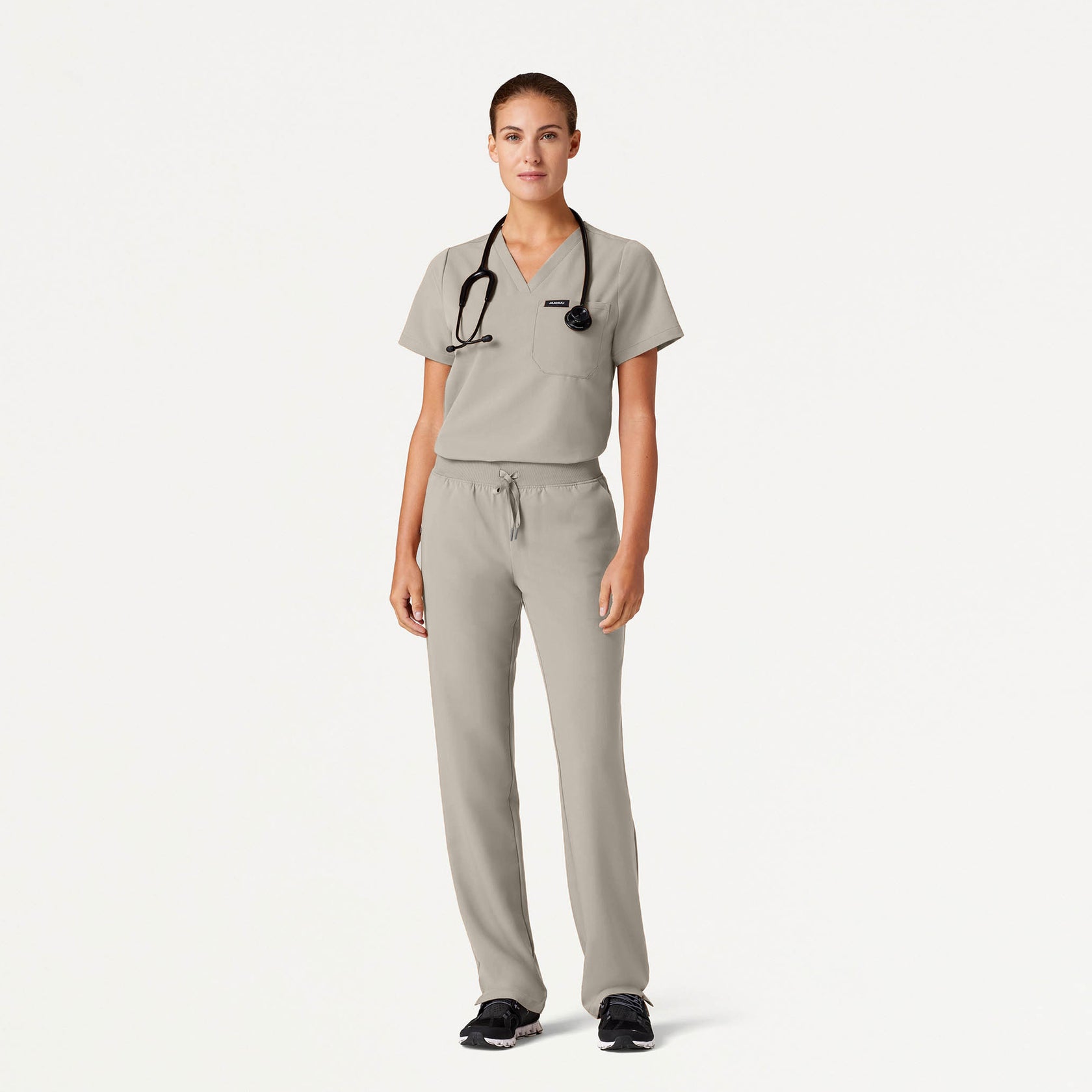 Rhena Essential 1-Pocket Scrub Top - Fog