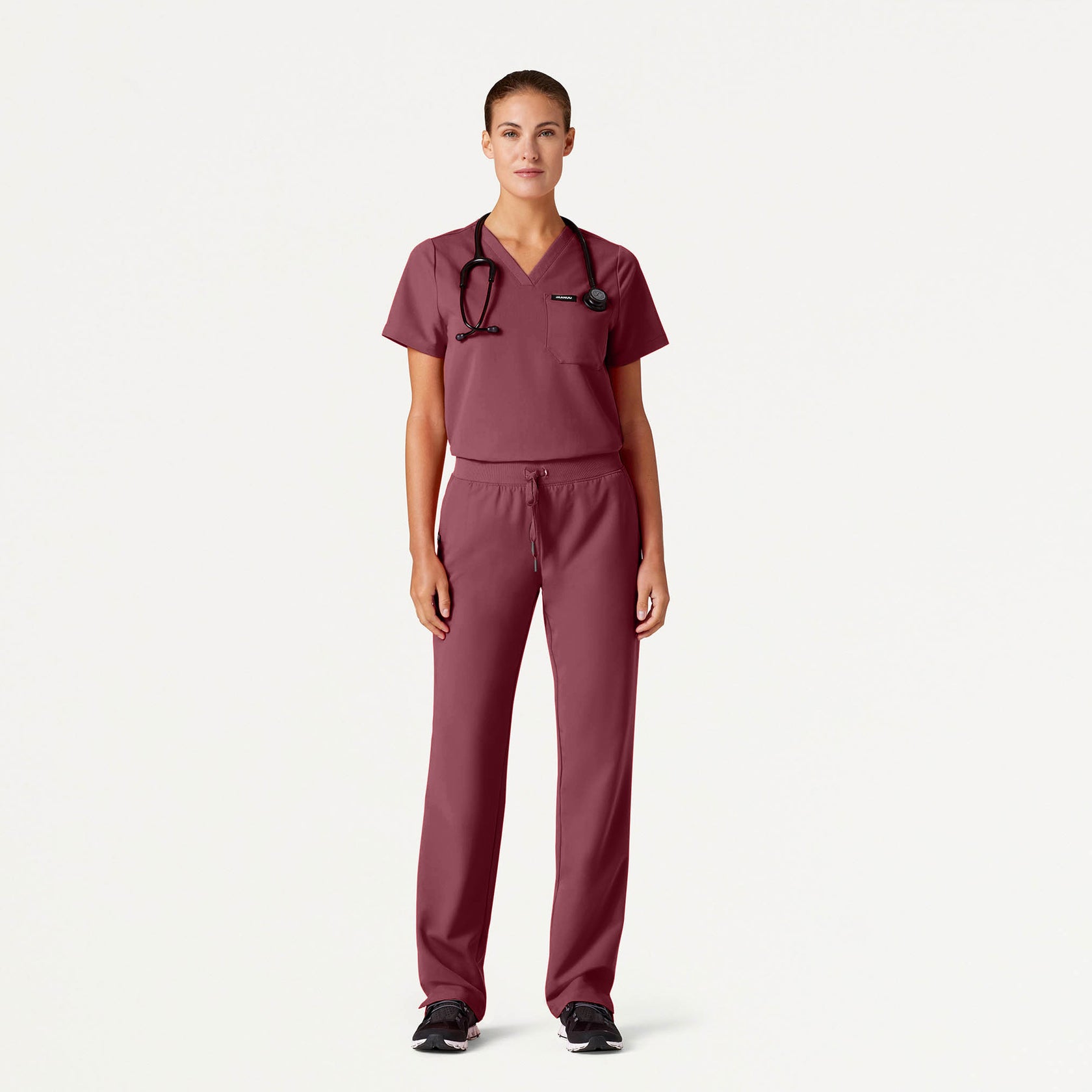 Rhena Essential 1-Pocket Scrub Top - Rosewood