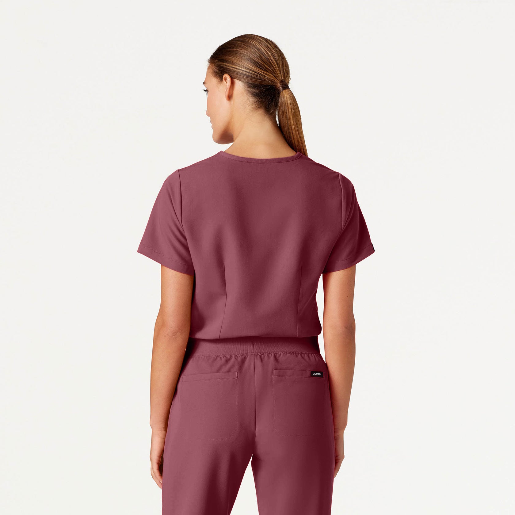 Rhena Essential 1-Pocket Scrub Top - Rosewood