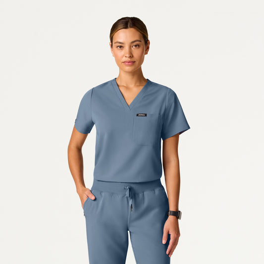 Rhena Essential 1-Pocket Scrub Top - Storm Blue