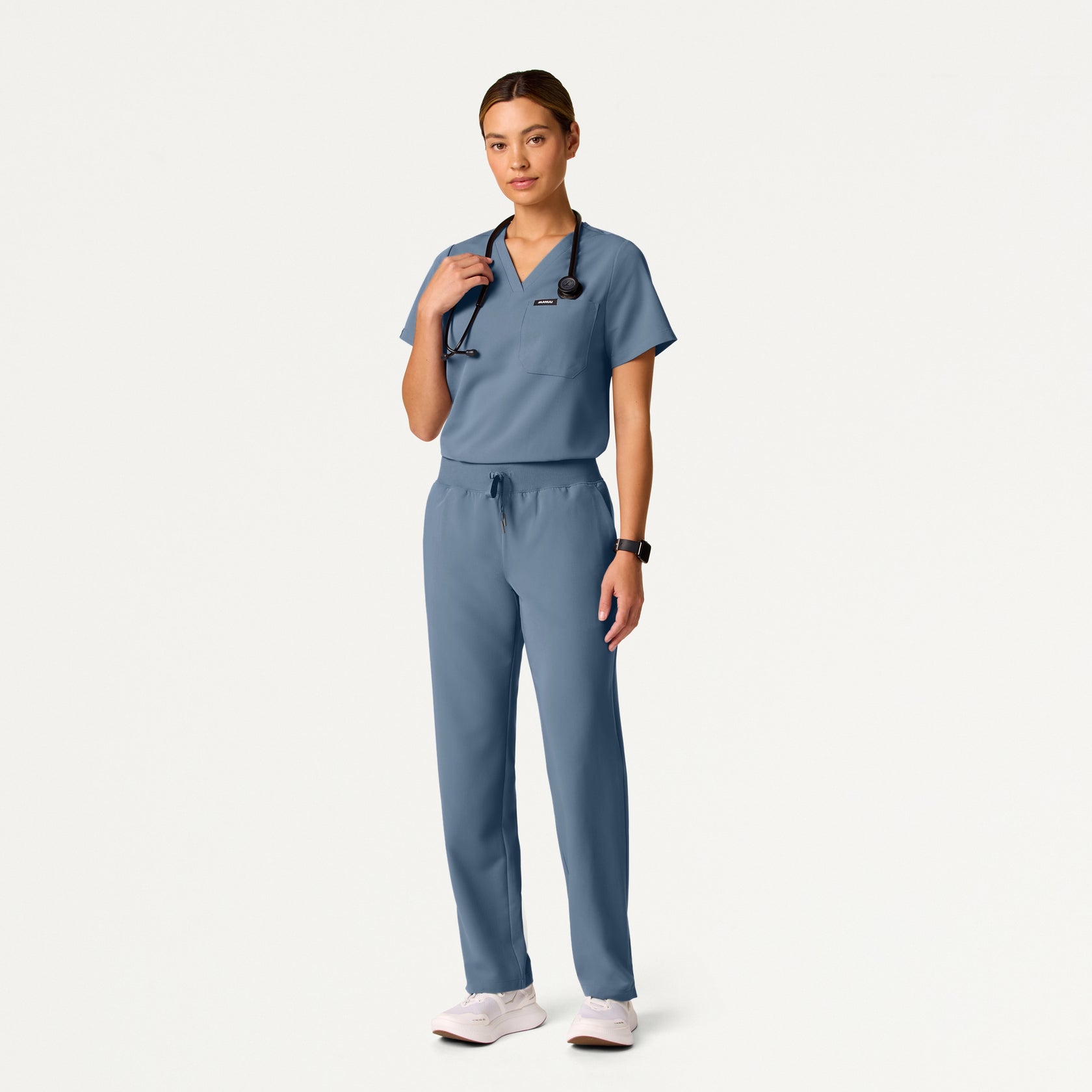 Rhena Essential 1-Pocket Scrub Top - Storm Blue