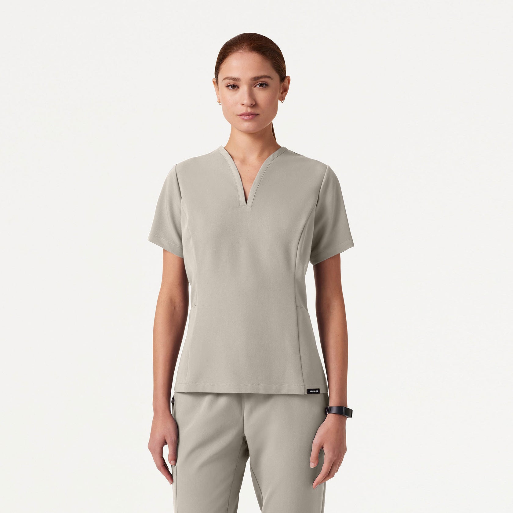 Calix Fit & Flare Scrub Top - Fog