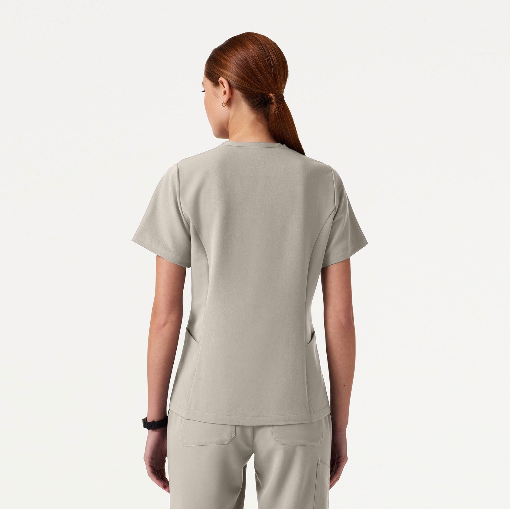 Calix Fit & Flare Scrub Top - Fog