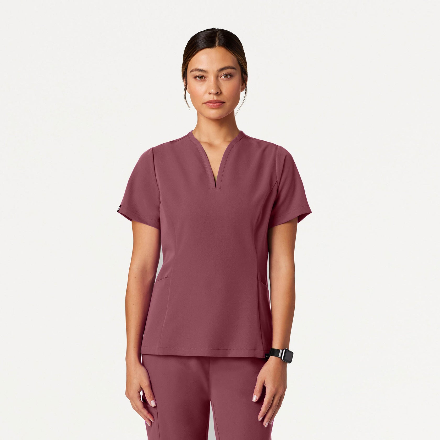 Calix Fit & Flare Scrub Top - Rosewood