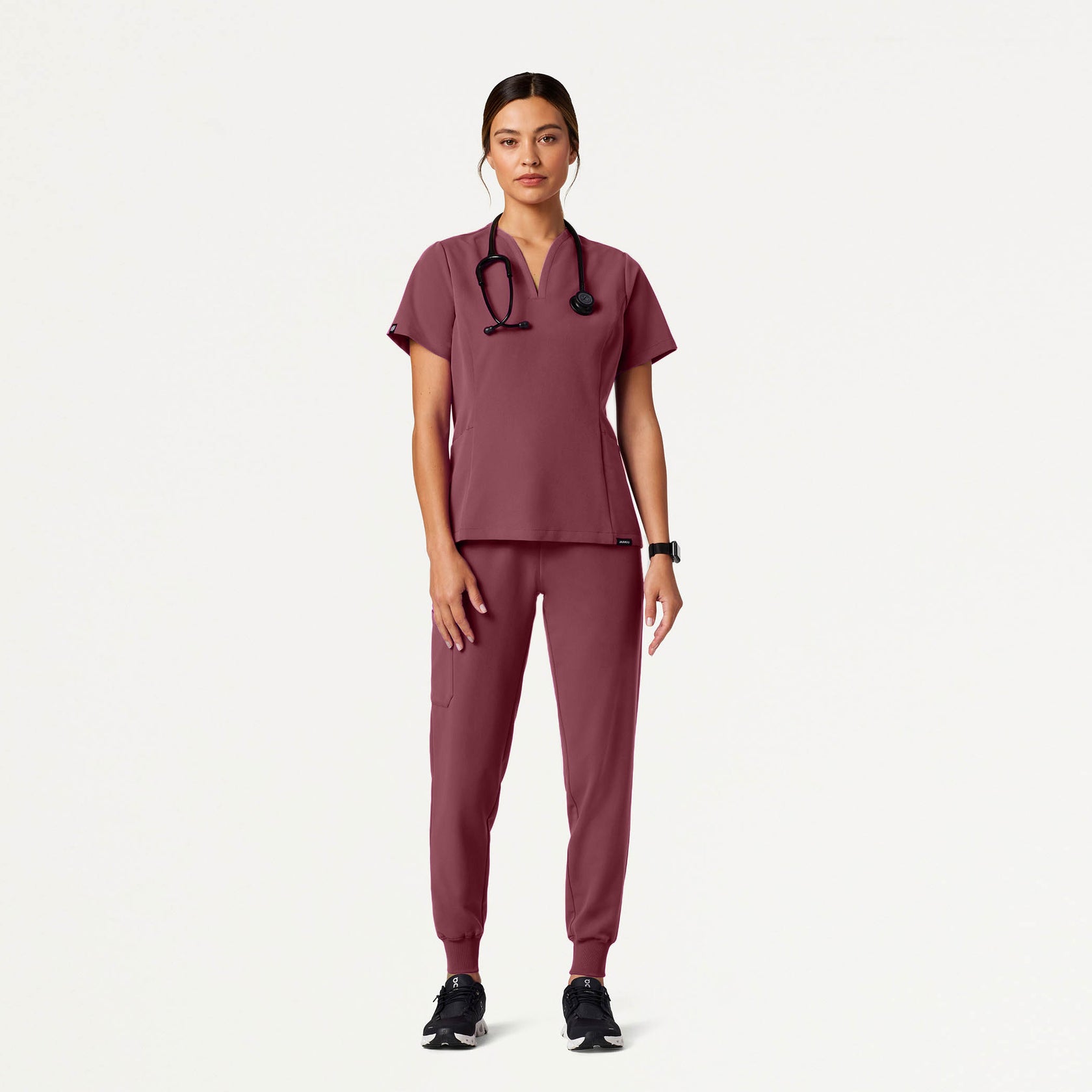 Calix Fit & Flare Scrub Top - Rosewood