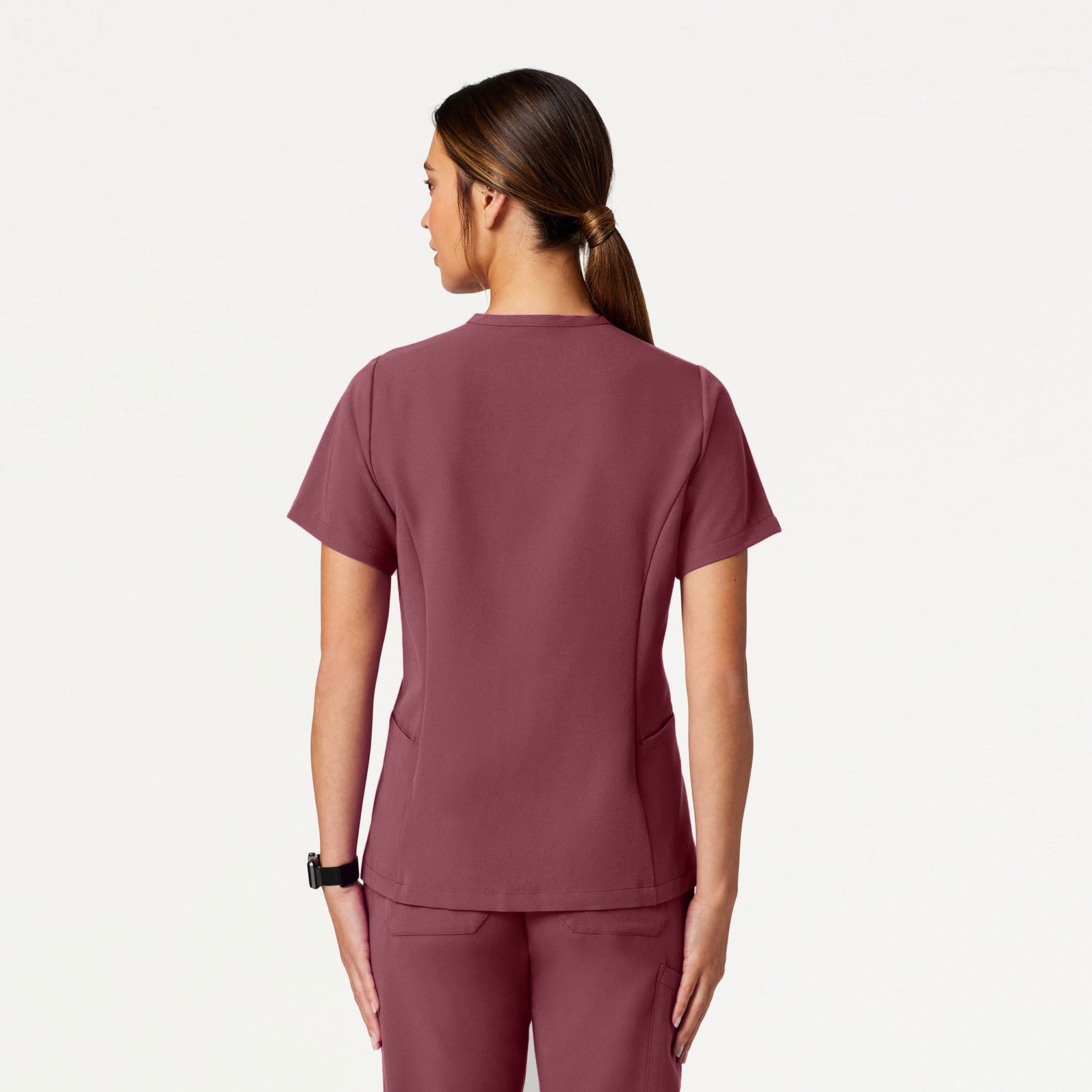 Calix Fit & Flare Scrub Top - Rosewood