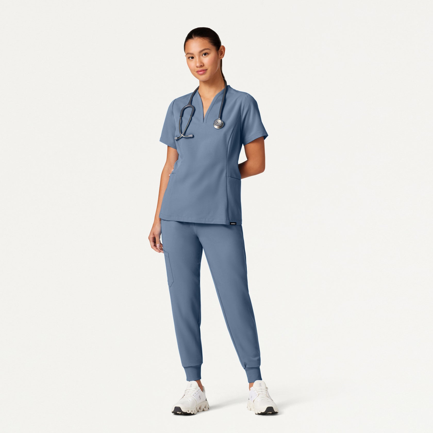 Calix Fit & Flare Scrub Top - Storm Blue