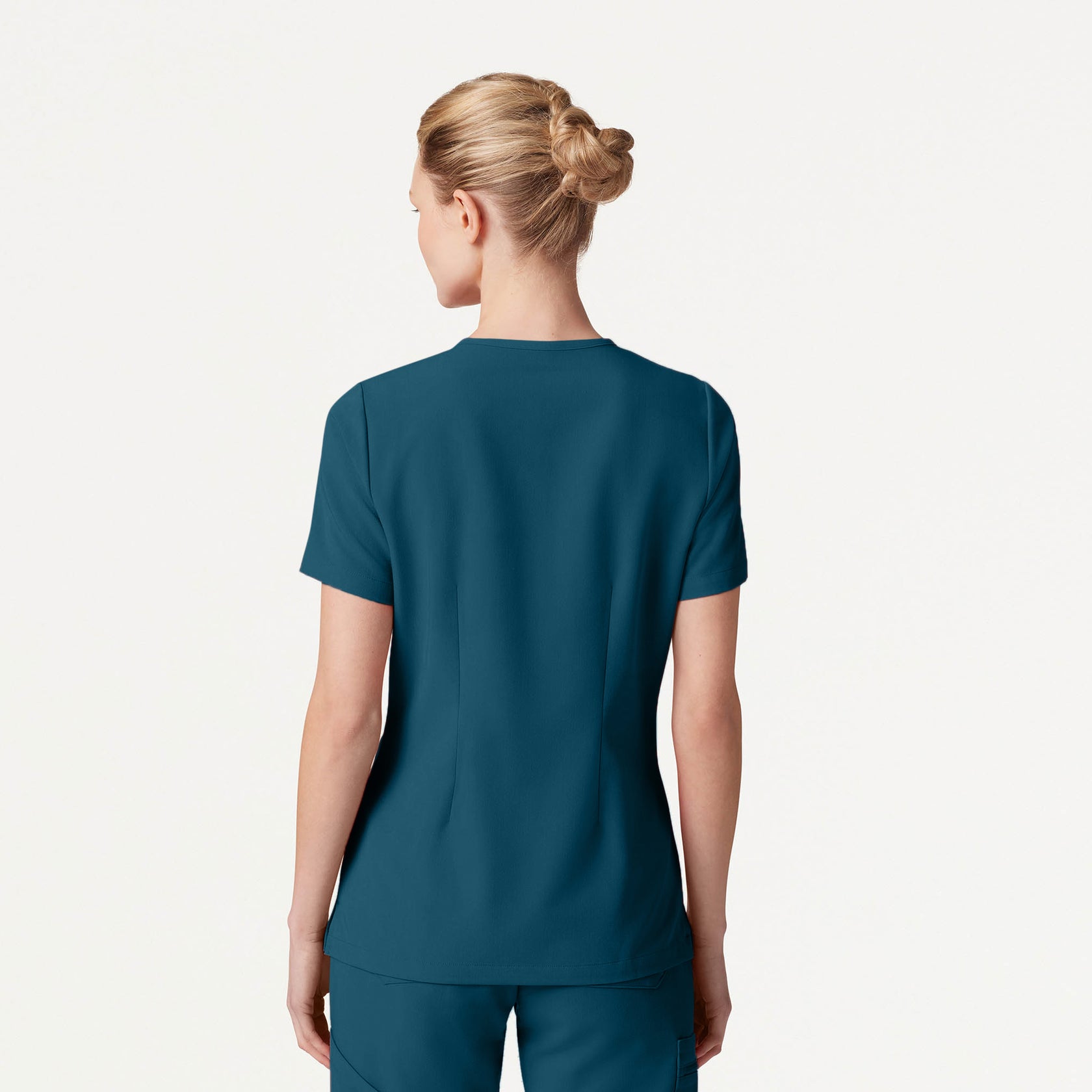 Rhena Slim Essential 1-Pocket Scrub Top - Caribbean Blue