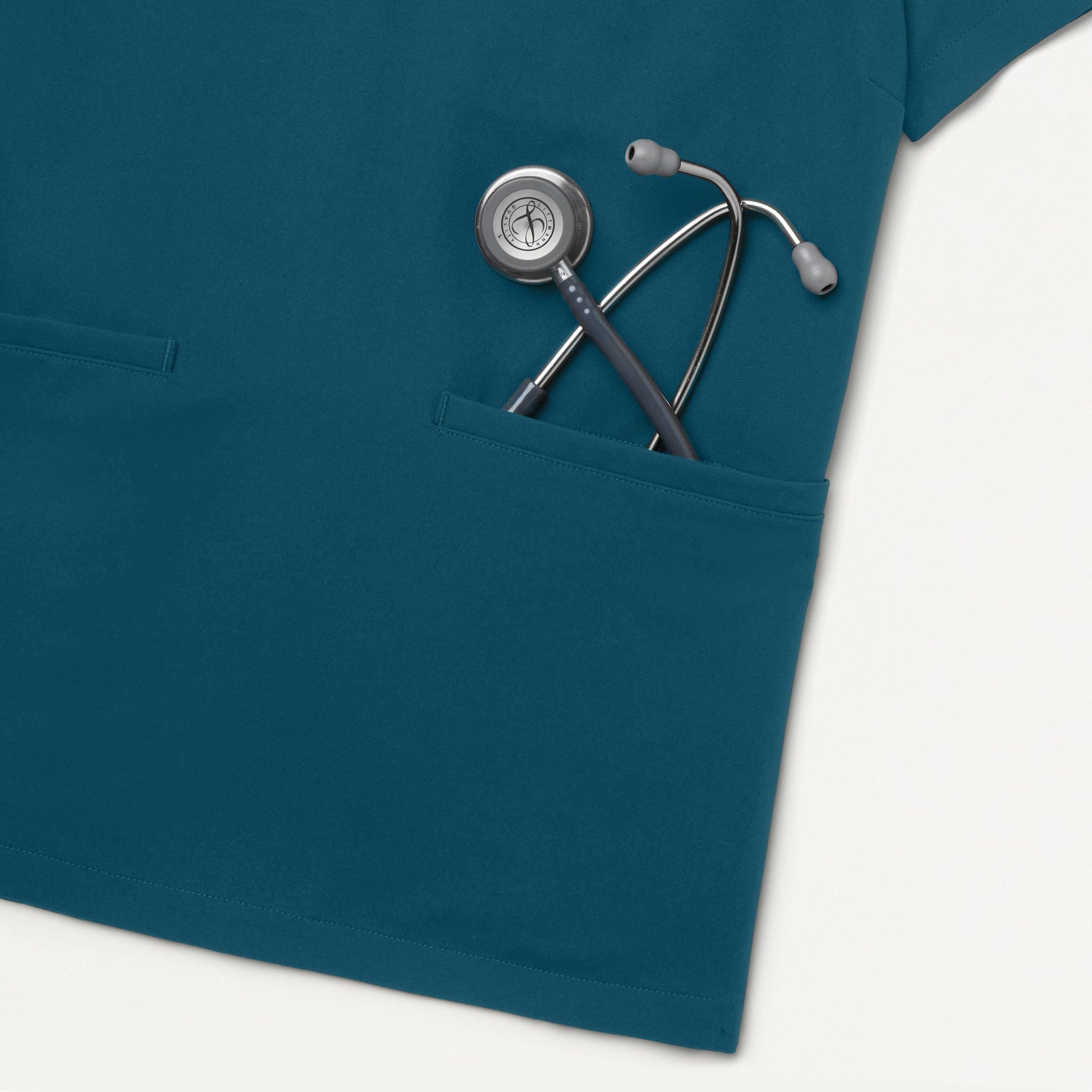 Helia Slim Notched V-Neck Scrub Top - Caribbean Blue