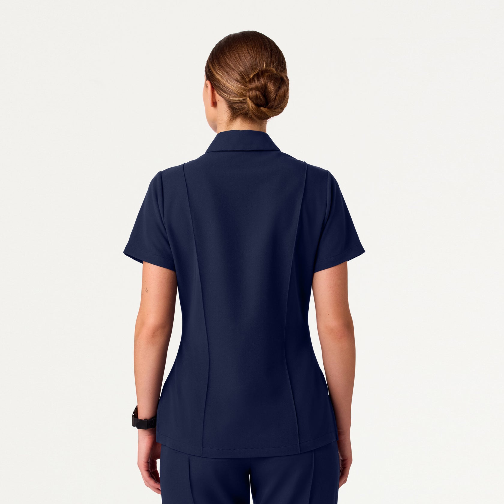 Carys Slim Modern Polo Scrub Top - Midnight Navy