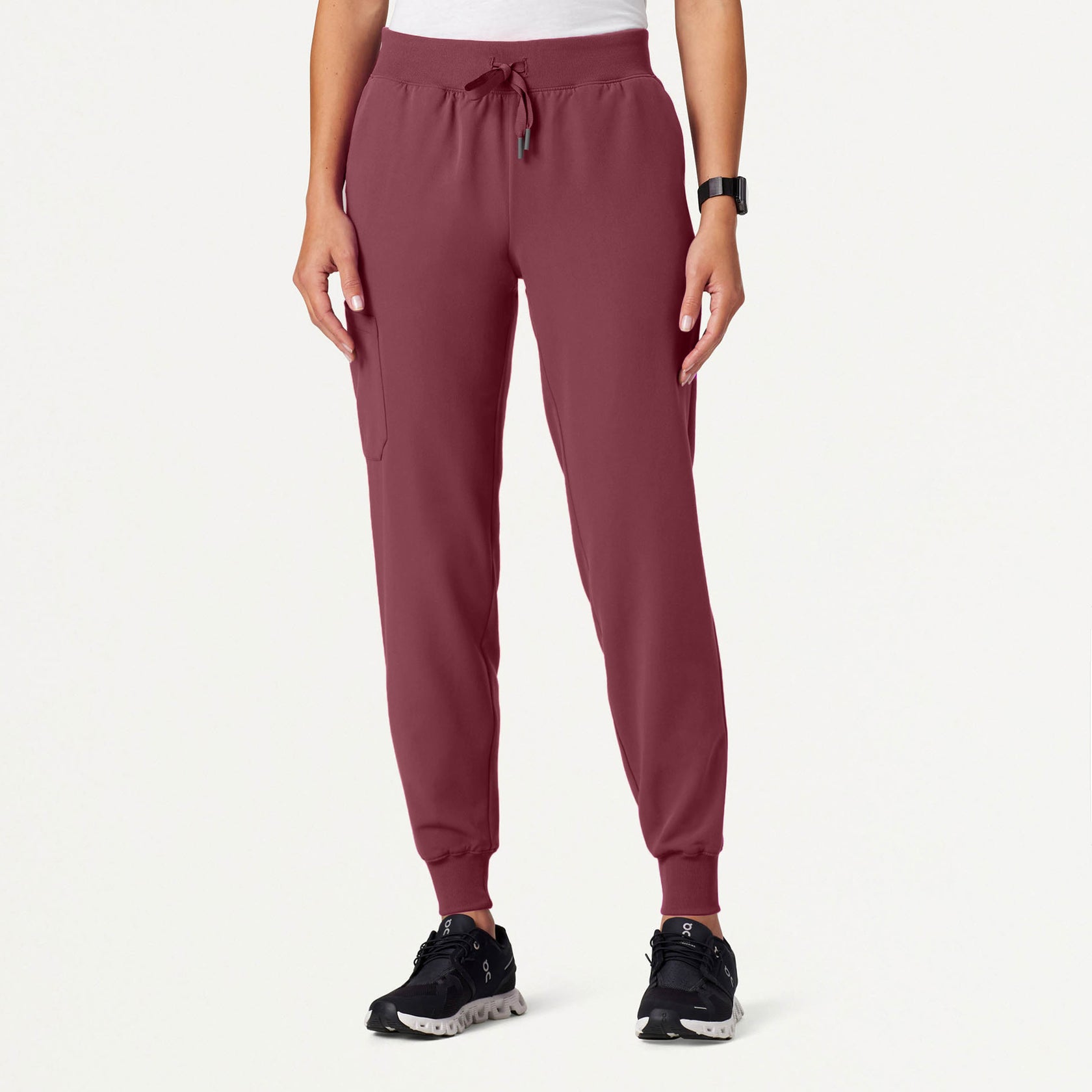 Silex Slim Knit-Waist Scrub Jogger - Rosewood