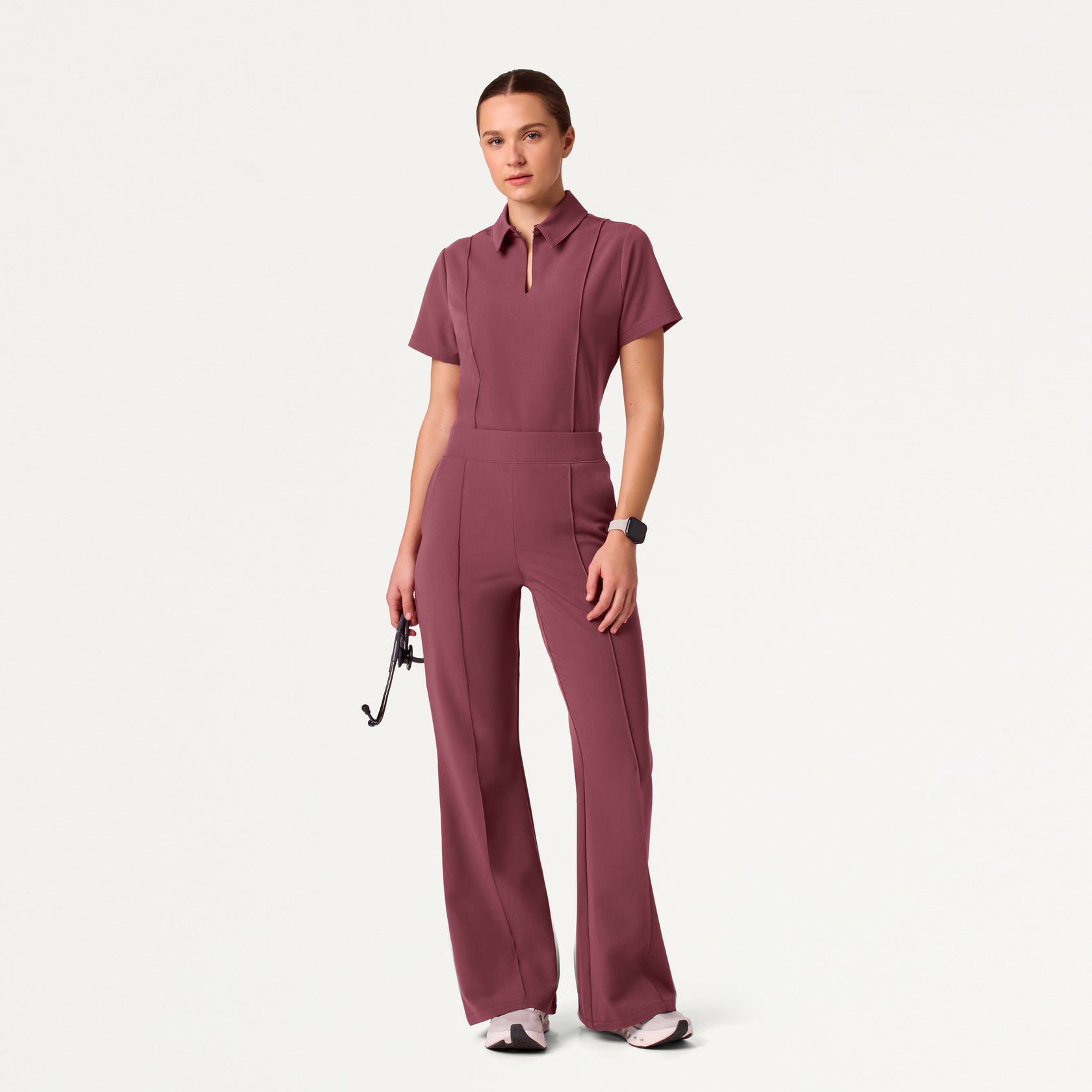 Kori Slim High-Waisted Scrub Pant - Rosewood