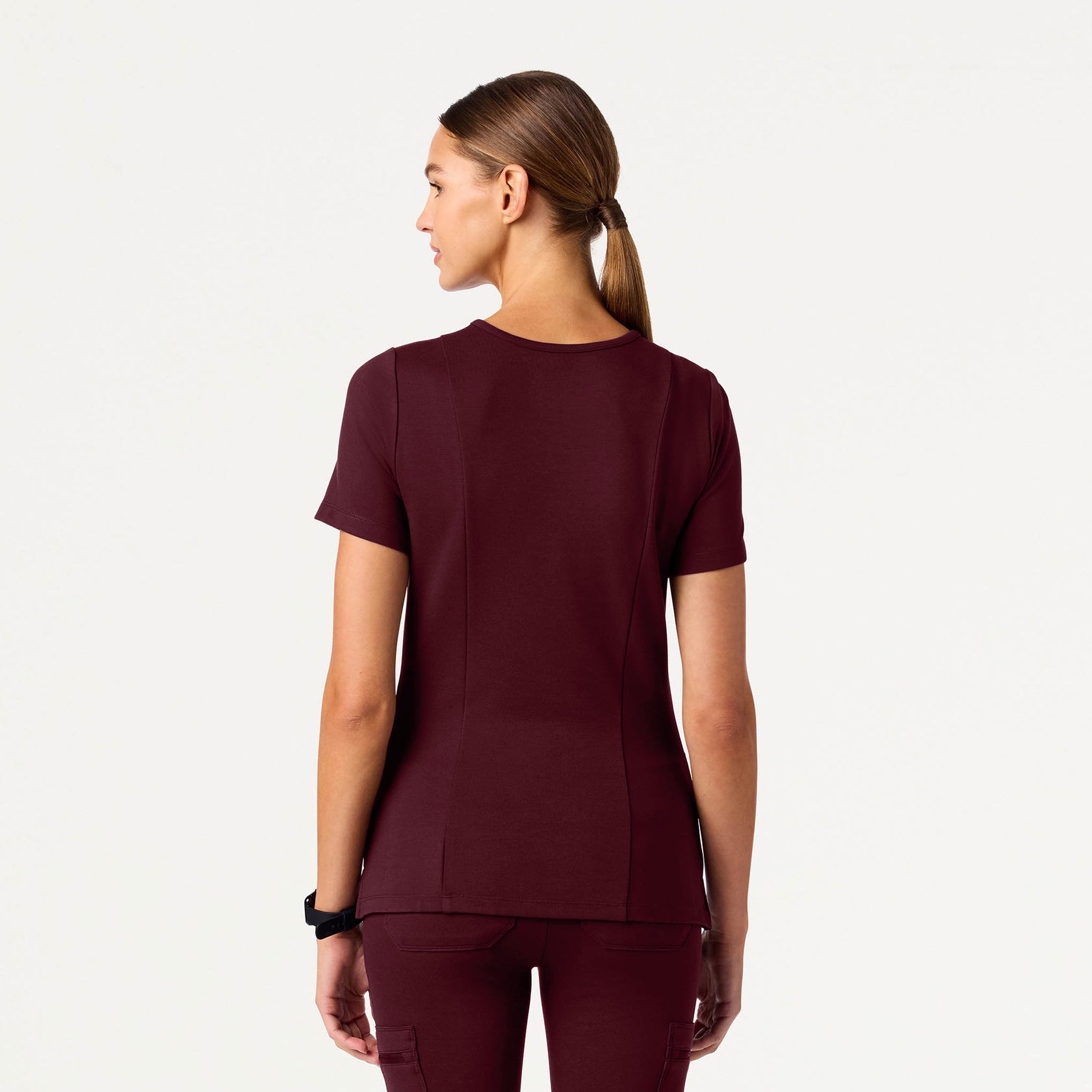 Kass Slim 4-Pocket ULTRAsoft Scrub Top - Burgundy