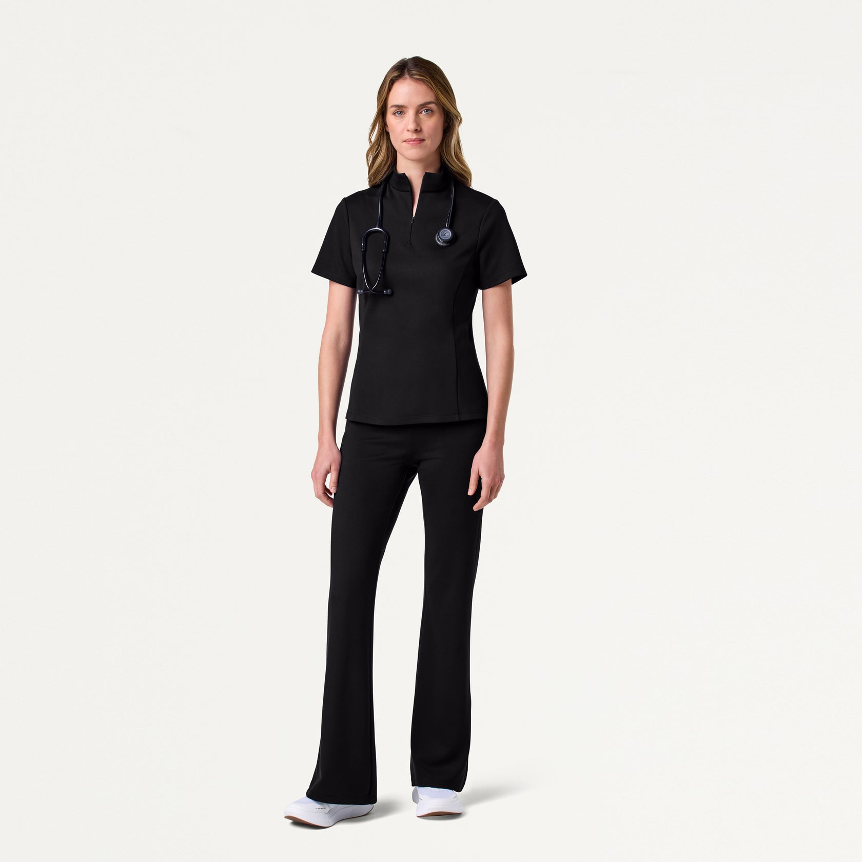 Astra Slim Half-Zip ULTRAsoft Scrub Top - Black