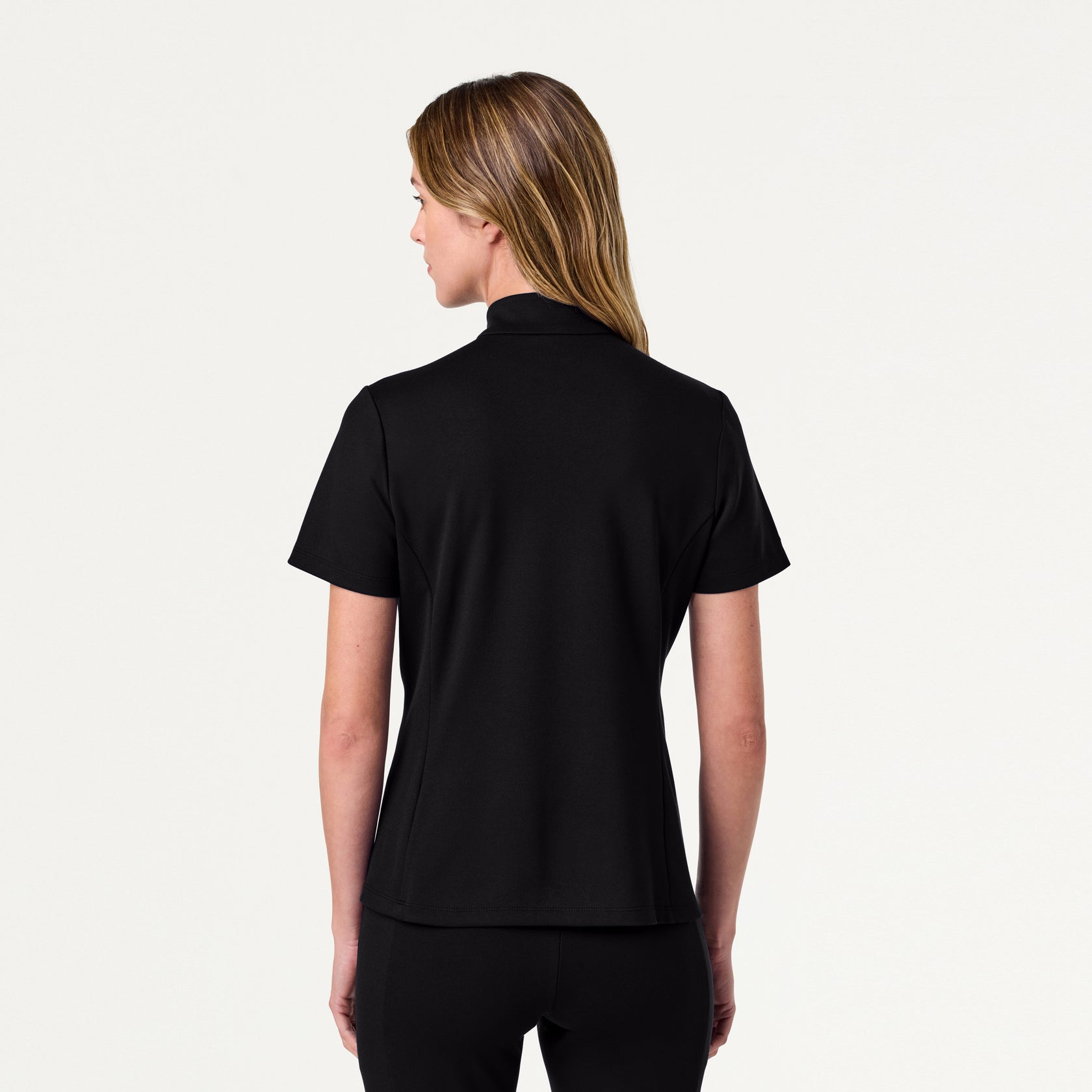 Astra Slim Half-Zip ULTRAsoft Scrub Top - Black