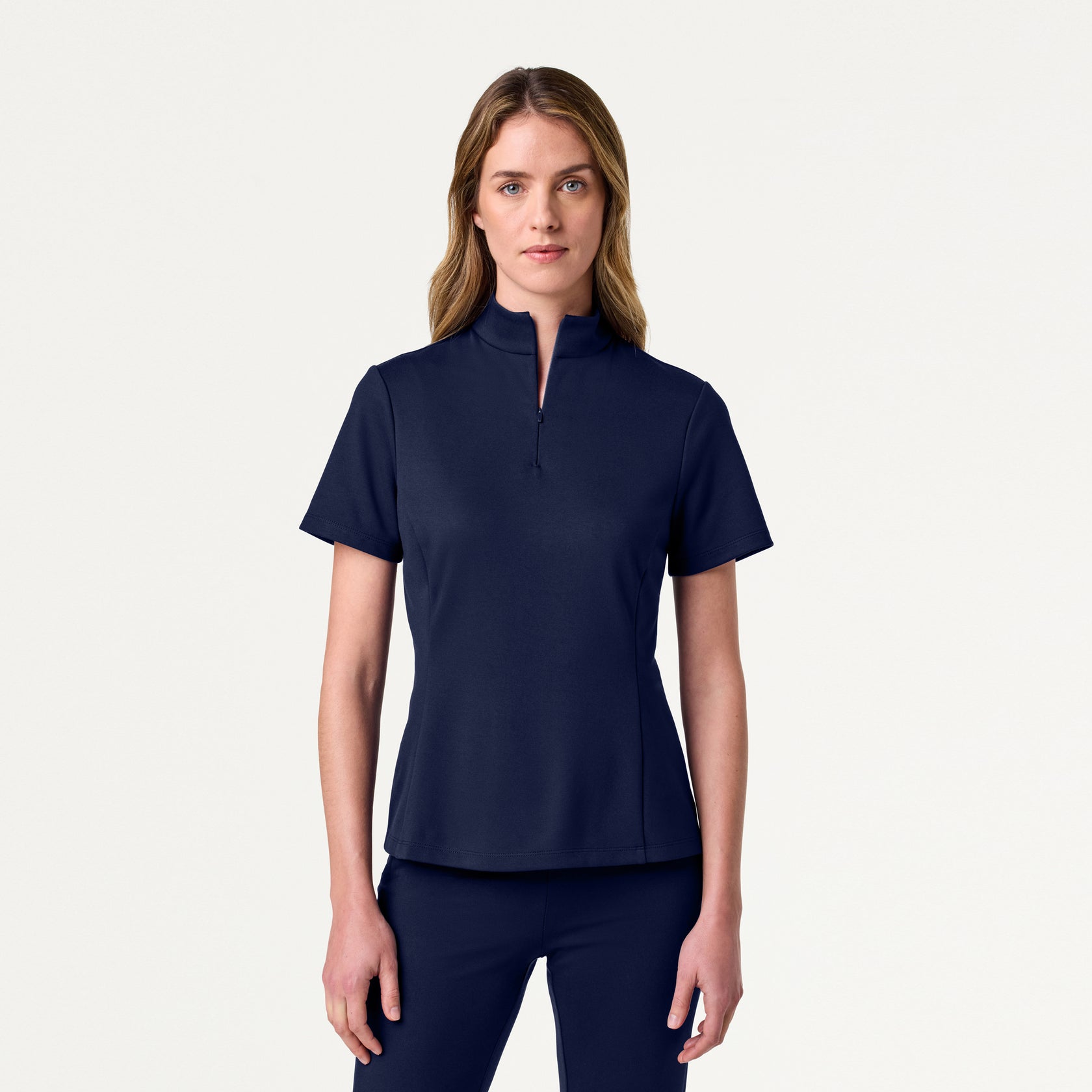 Astra Slim Half-Zip ULTRAsoft Scrub Top - Midnight Navy