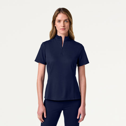 Astra Slim Half-Zip ULTRAsoft Scrub Top - Midnight Navy