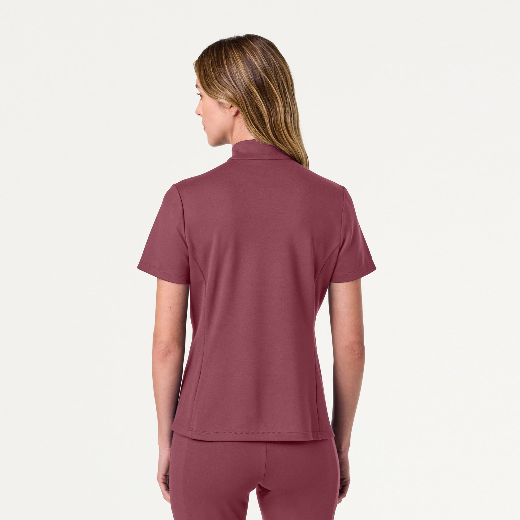 Astra Slim Half-Zip ULTRAsoft Scrub Top - Rosewood