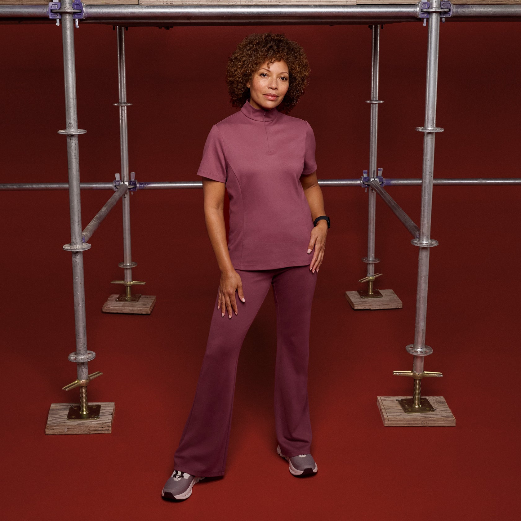 Lina ULTRAsoft Yoga Flare Scrub Pant - Rosewood