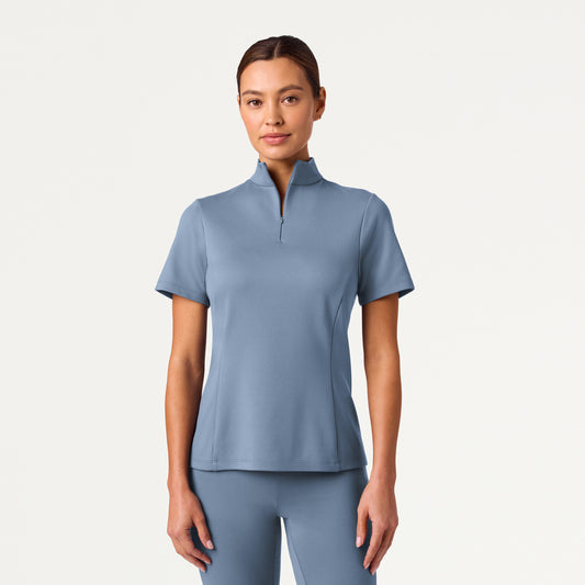 Astra Slim Half-Zip ULTRAsoft Scrub Top - Storm Blue