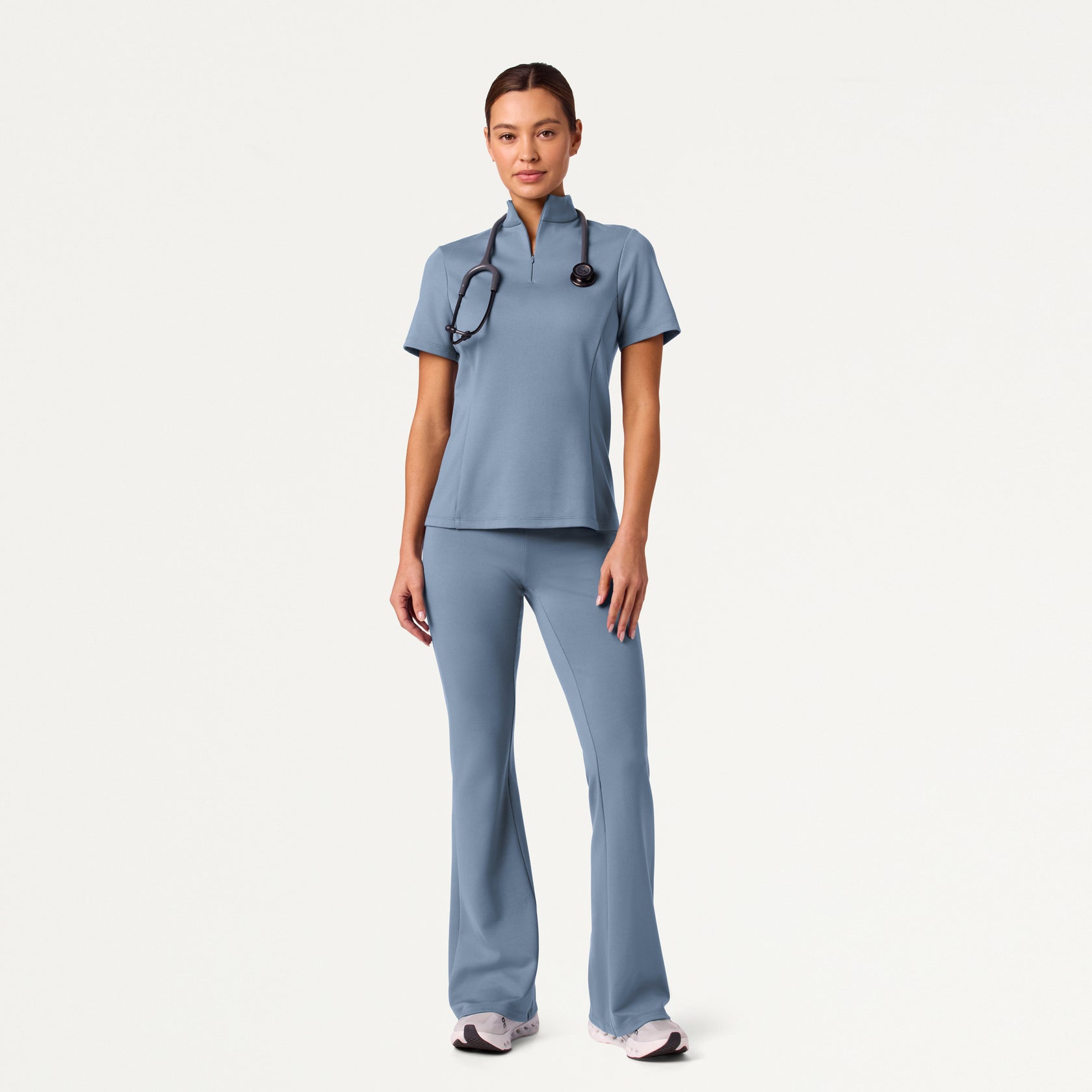 Astra Slim Half-Zip ULTRAsoft Scrub Top - Storm Blue