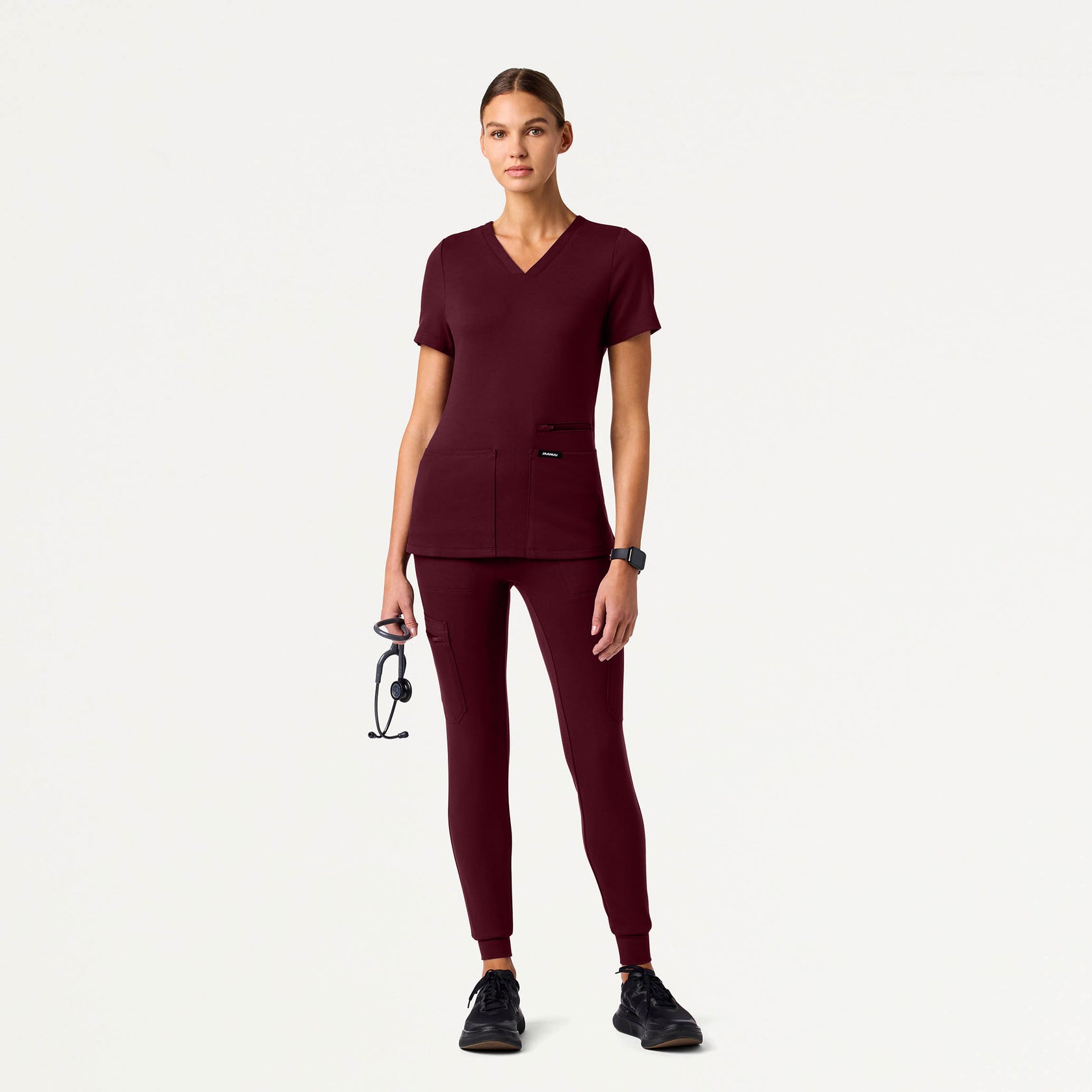 Kait 10-Pocket Skinny ULTRAsoft Scrub Jogger - Burgundy