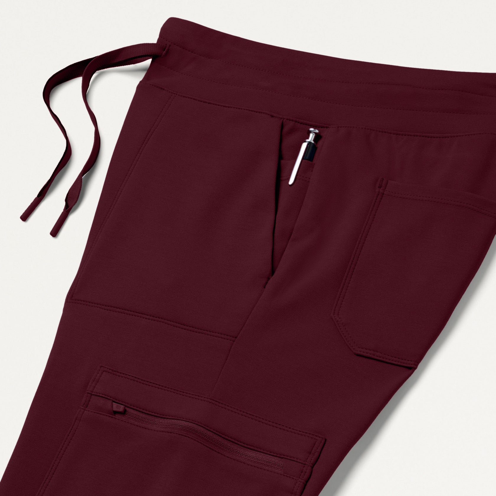 Kait 10-Pocket Skinny ULTRAsoft Scrub Jogger - Burgundy