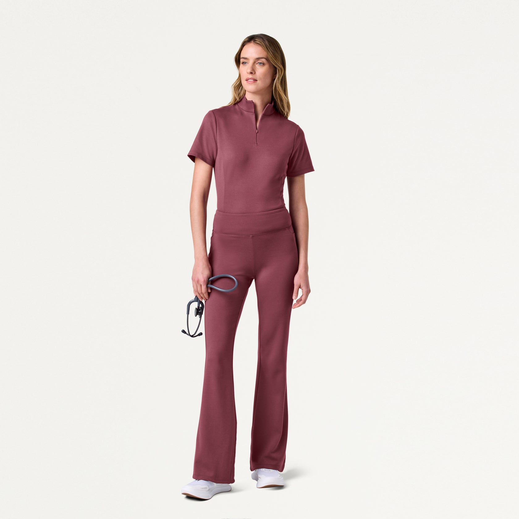 Lina ULTRAsoft Yoga Flare Scrub Pant - Rosewood