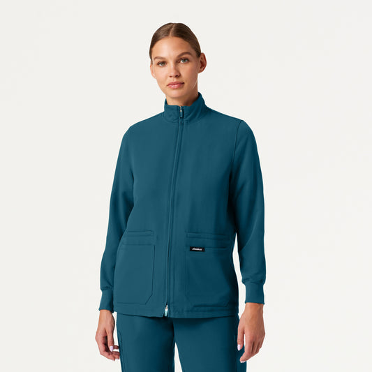 Ceri Essential 6-Pocket Scrub Jacket - Caribbean Blue