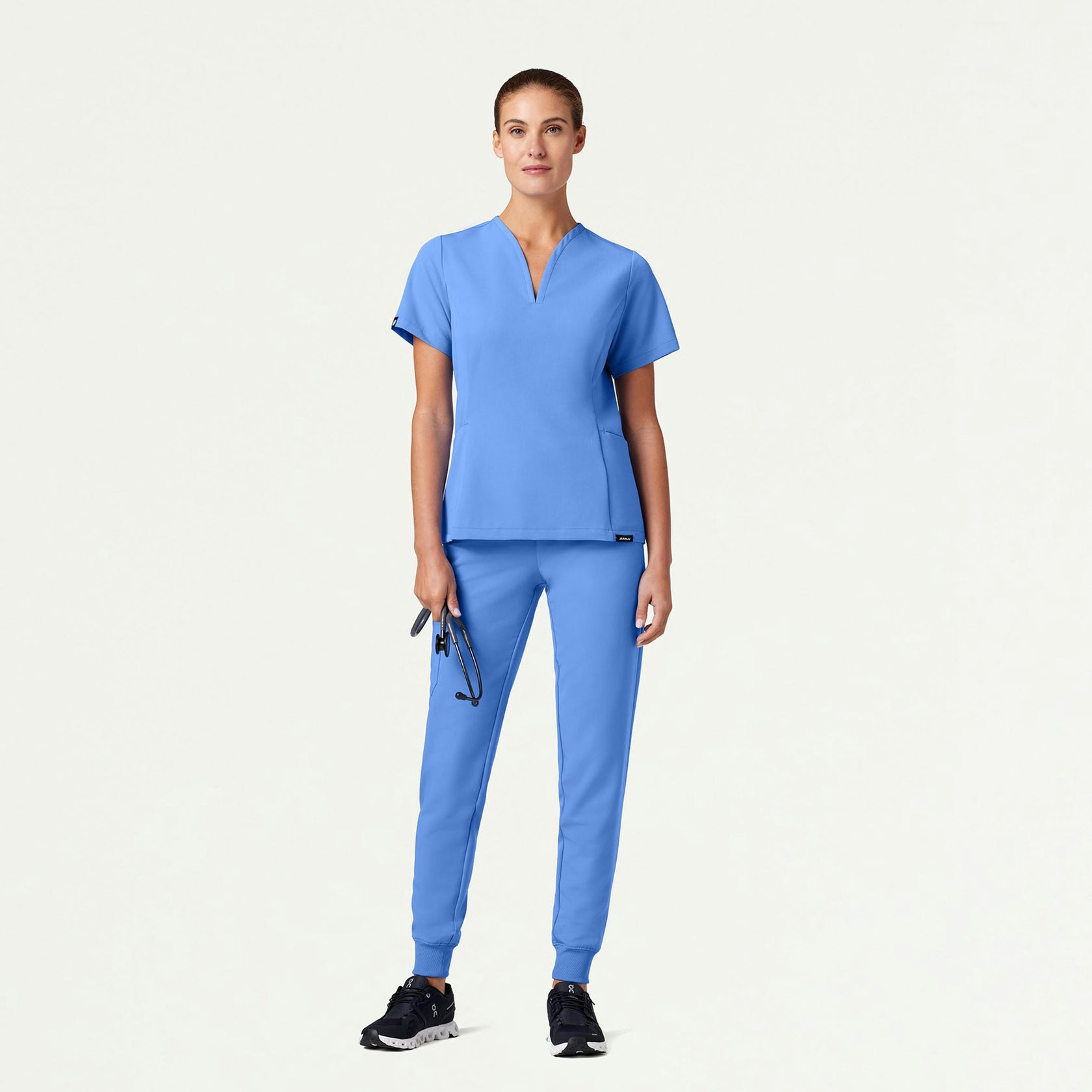 Silex Slim Knit-Waist Scrub Jogger - Ceil Blue - WOMEN'S PANTS - Jaanuu