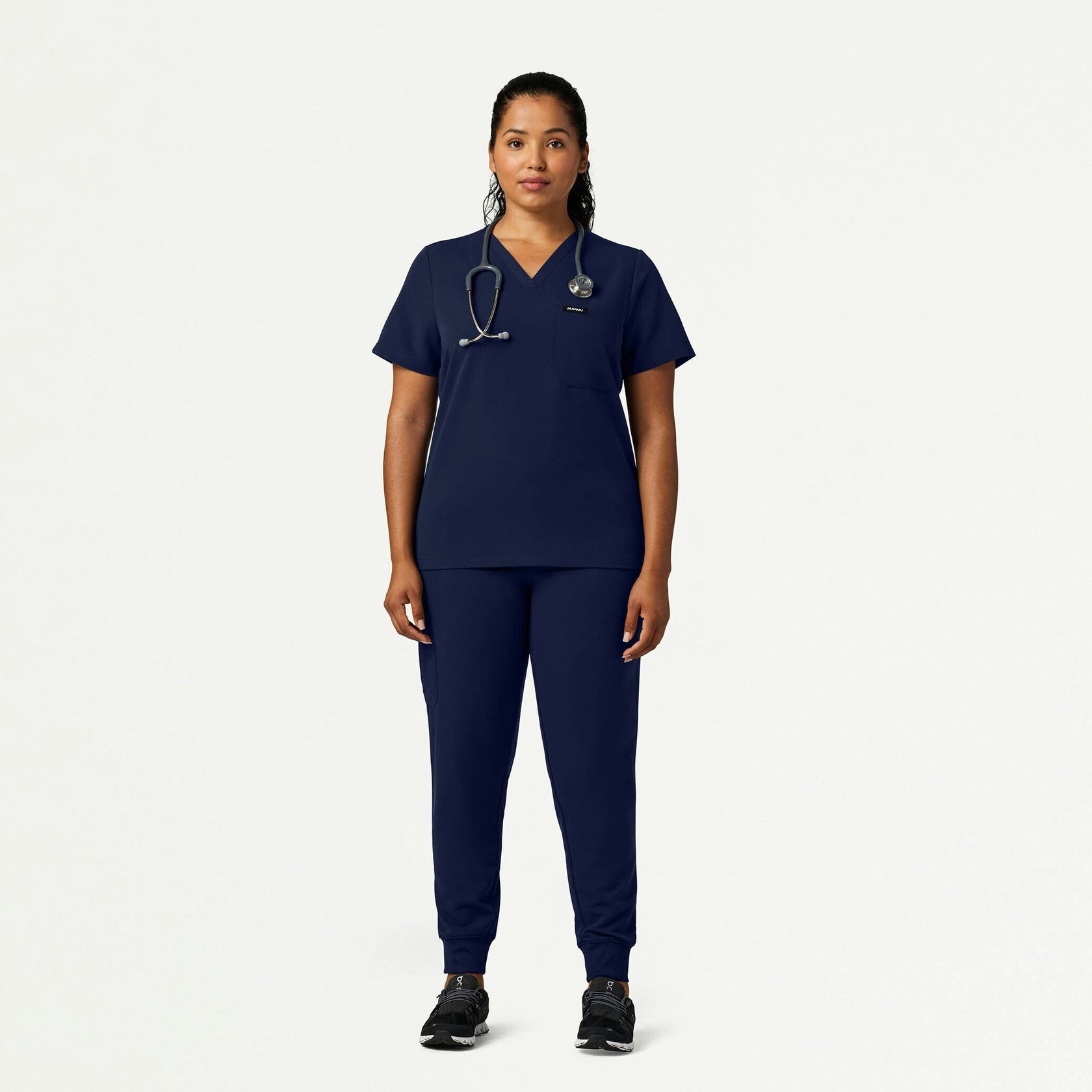 Rhena Slim Essential 1-Pocket Scrub Top - Midnight Navy - WOMEN'S TOPS - Jaanuu