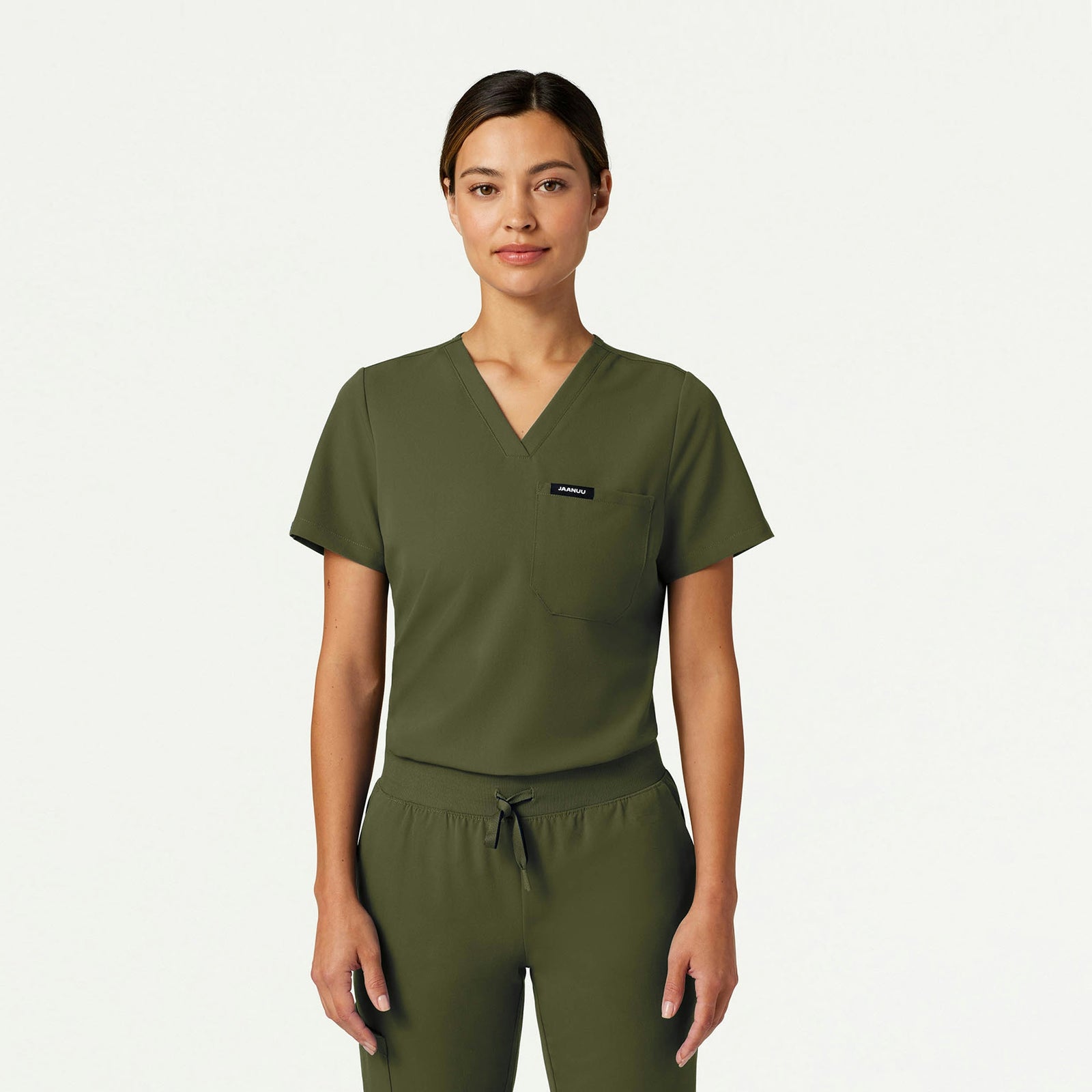 Rhena Slim Essential 1-Pocket Scrub Top - Olive - WOMEN'S TOPS - Jaanuu