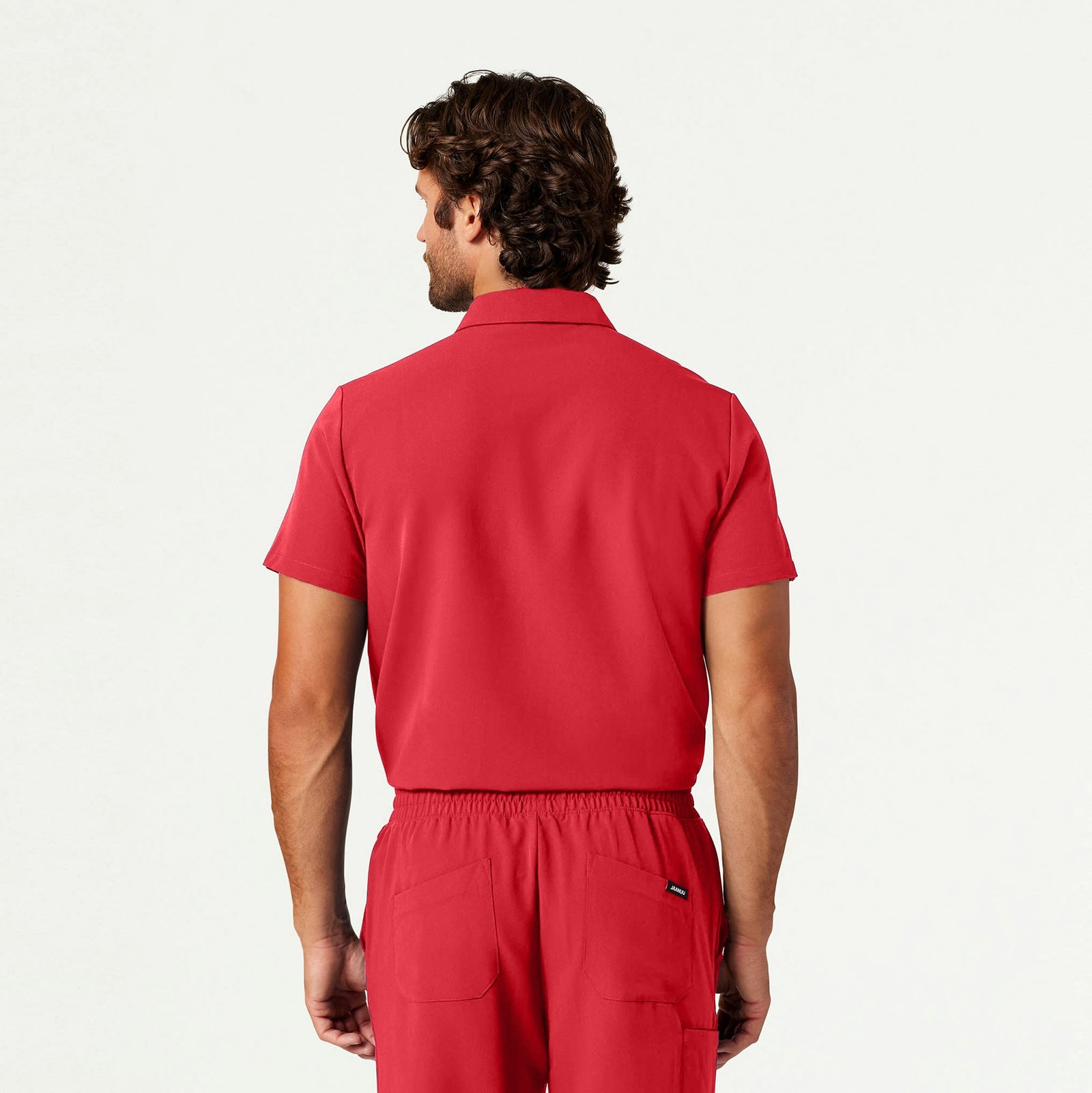 Axis Polo Scrub Top - Brilliant Red - MEN'S TOPS - Jaanuu