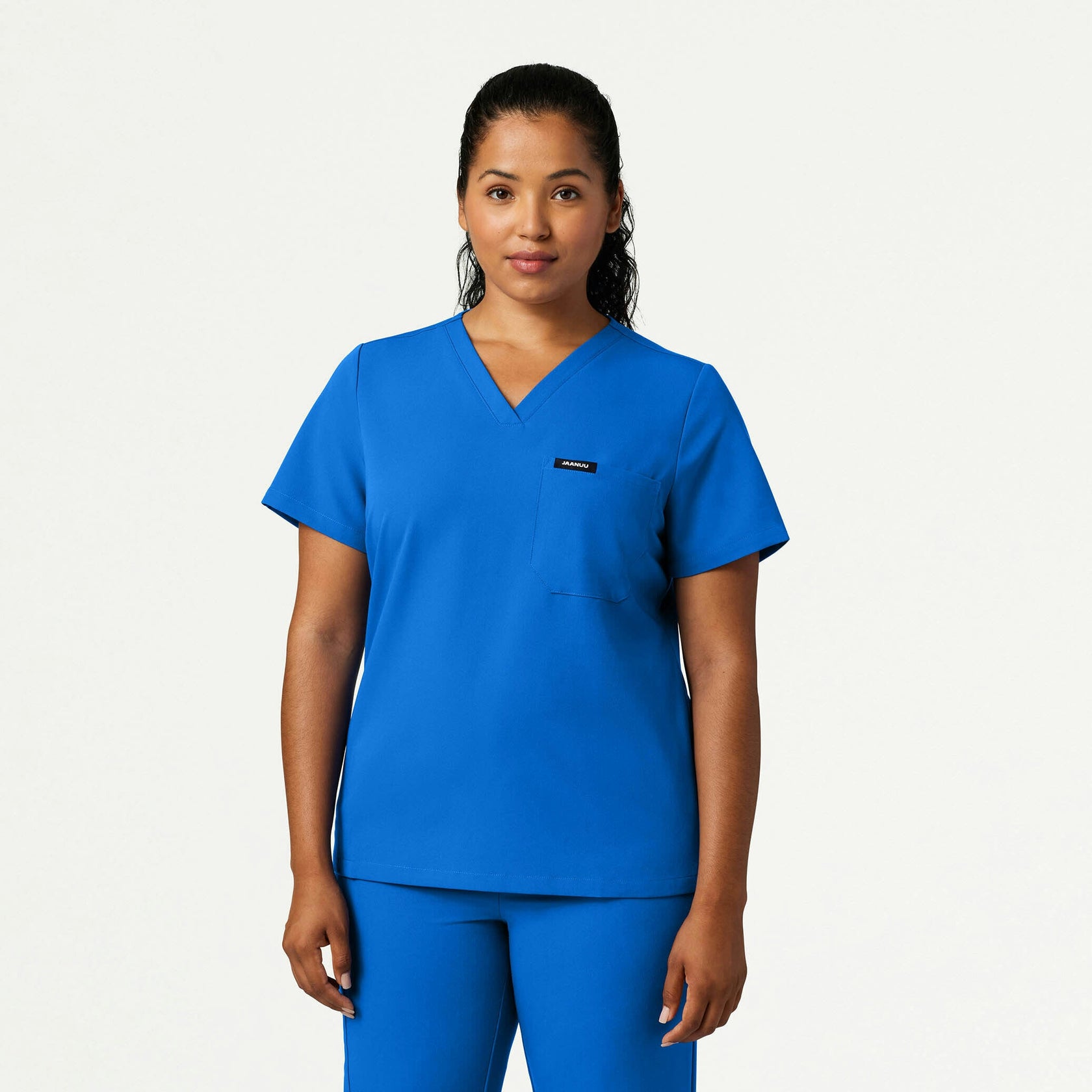 Rhena Slim Essential 1-Pocket Scrub Top - Royal Blue - WOMEN'S TOPS - Jaanuu