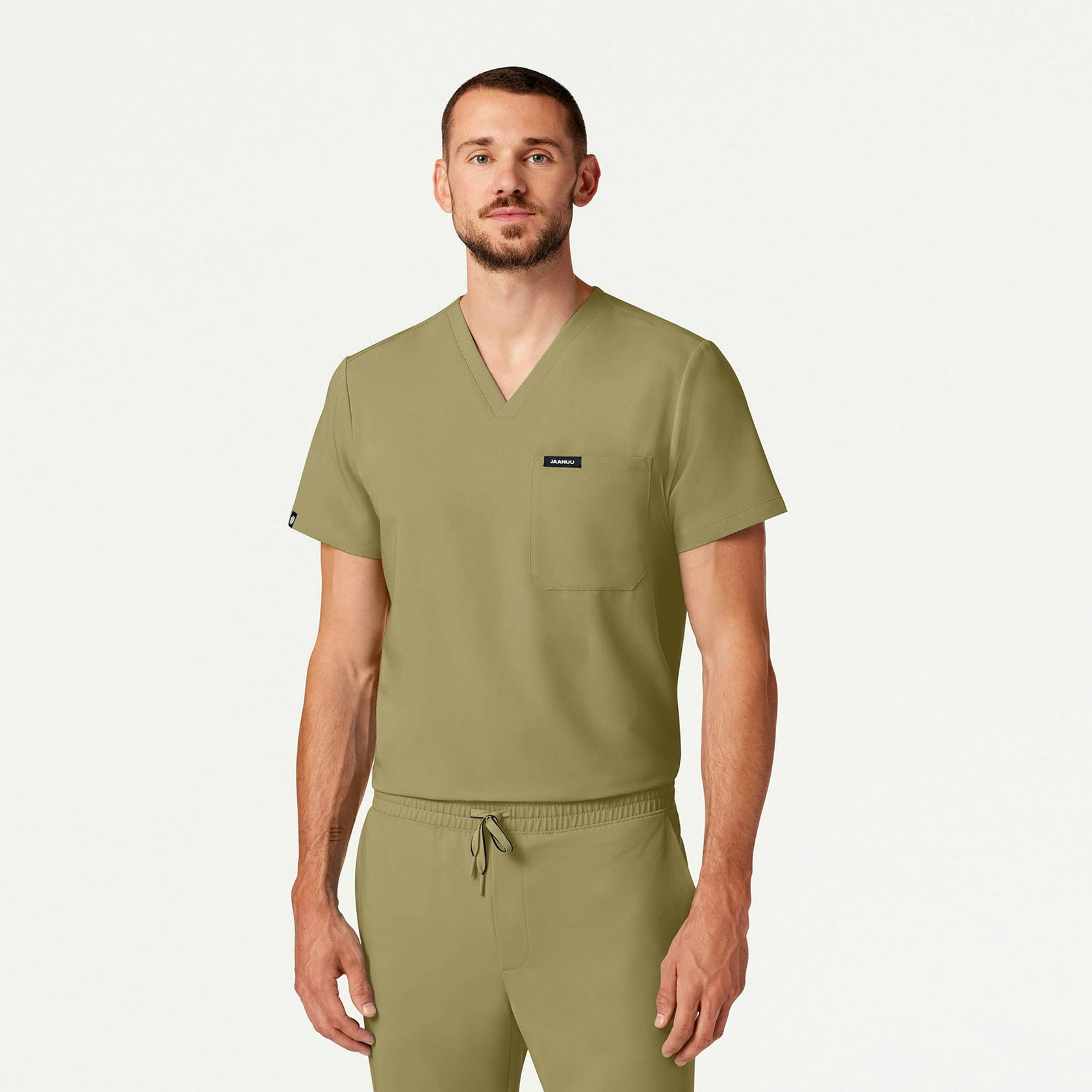 Holmes Everyday 1-Pocket Scrub Top - Ceramic Khaki - MEN'S TOPS - Jaanuu