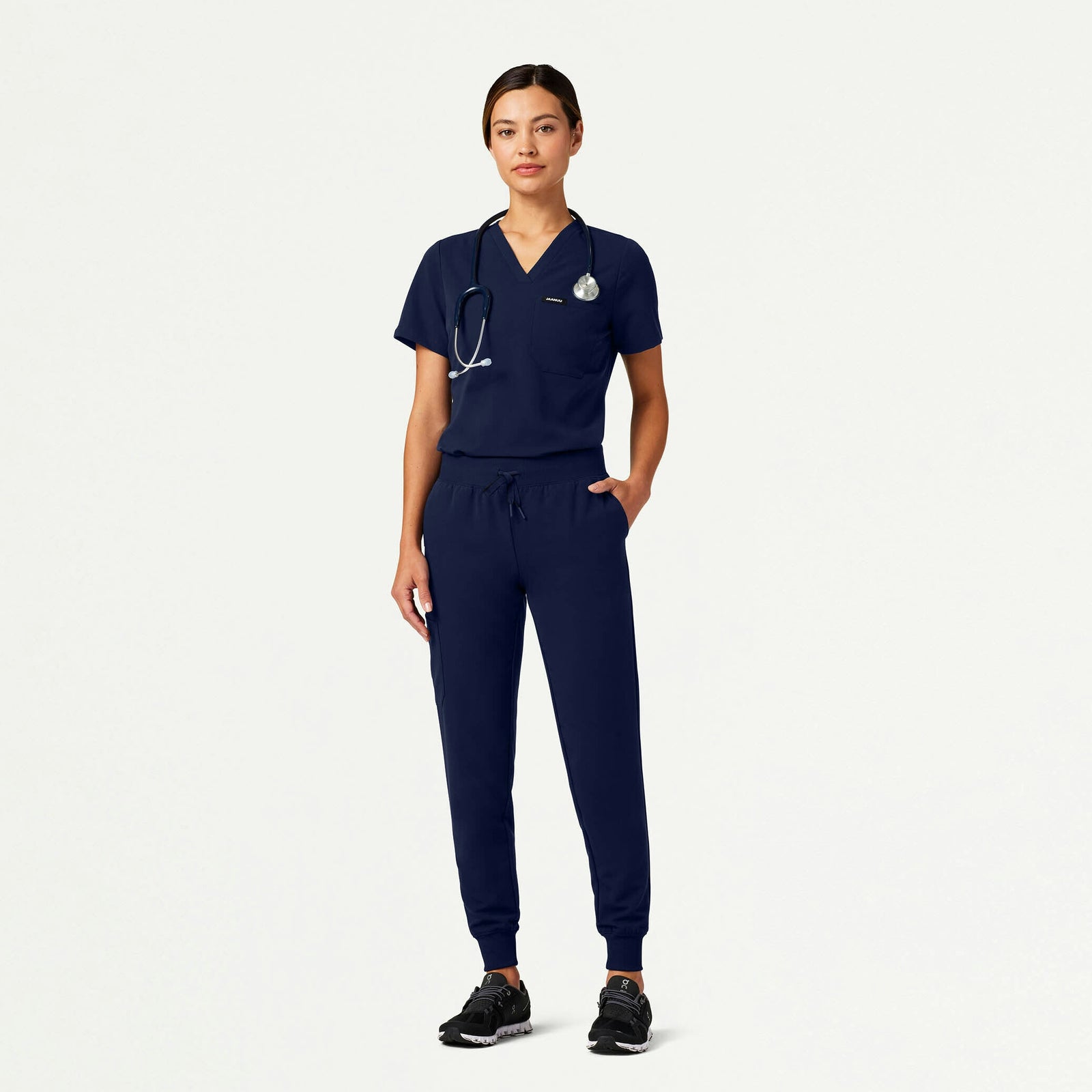 Rhena Slim Essential 1-Pocket Scrub Top - Midnight Navy - WOMEN'S TOPS - Jaanuu