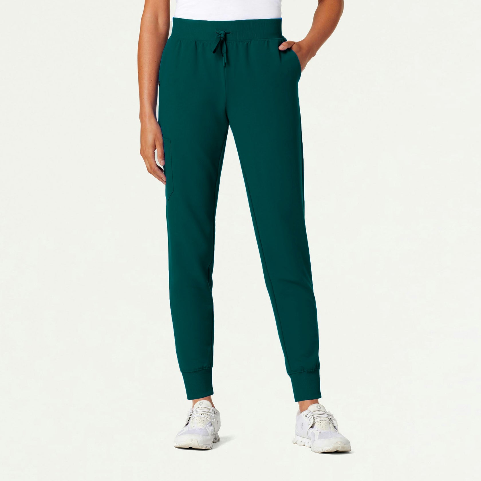 Silex Slim Knit-Waist Scrub Jogger - Midnight Green - WOMEN'S PANTS - Jaanuu