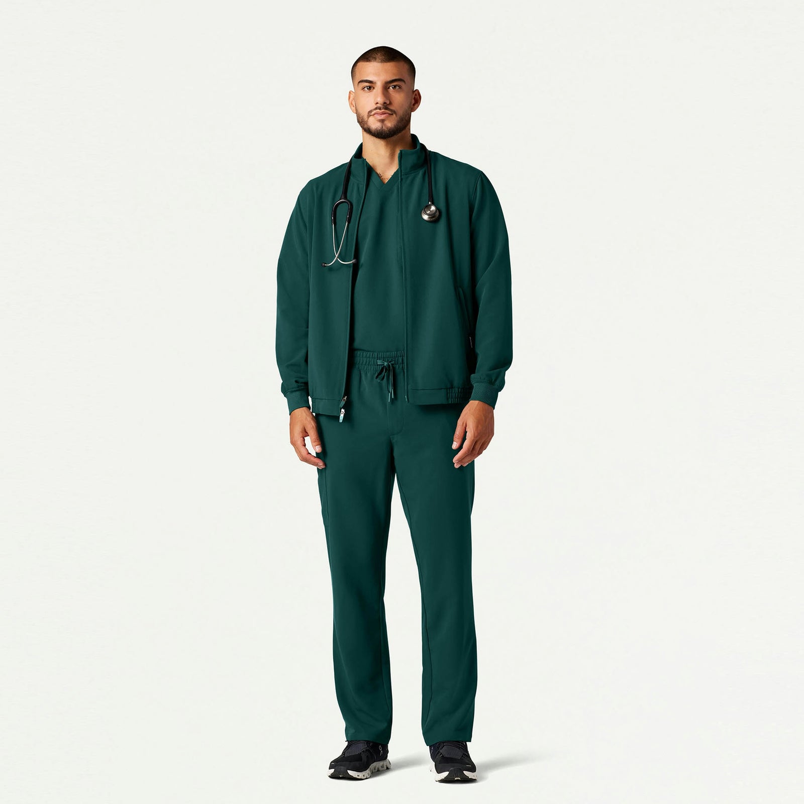 Wolfe Everyday 6-Pocket Scrub Jacket - Midnight Green - MEN'S JACKETS - Jaanuu