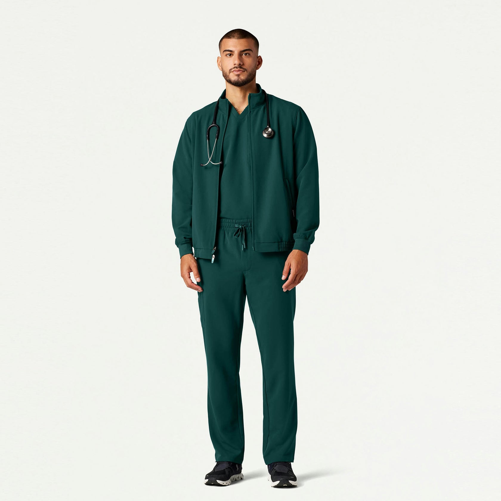 Wolfe Everyday 6-Pocket Scrub Jacket - Midnight Green - MEN'S JACKETS - Jaanuu