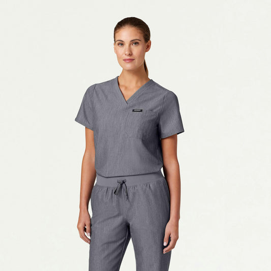 Rhena Essential 1-Pocket Scrub Top - Heather Gray - WOMEN'S TOPS - Jaanuu